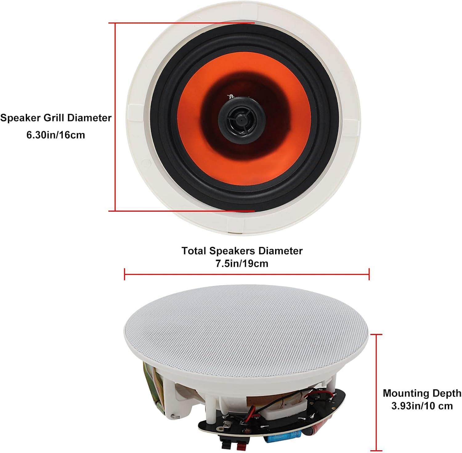 Herdio 6.5" In-Ceiling Bluetooth Speakers 600 Watts Home Audio