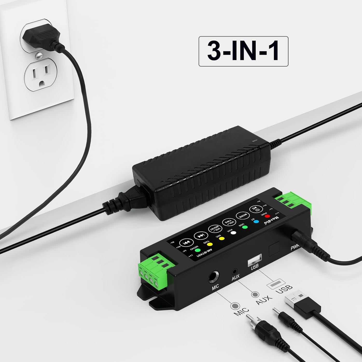 Herdio 4-Channel Amplifier Bluetooth 5.0 Amp Receiver 200W Power