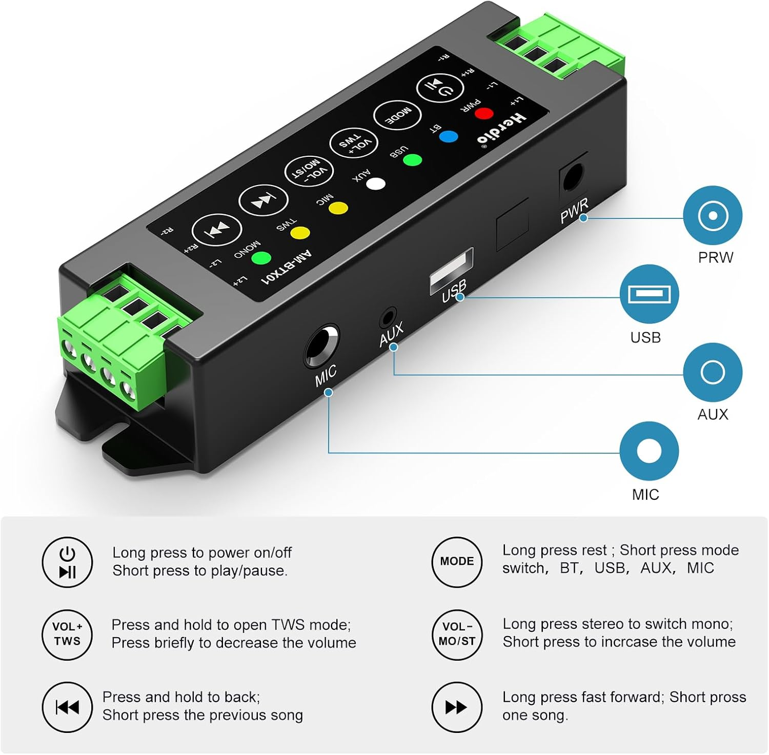 Herdio 6.5" In-Ceiling Bluetooth Speakers 600 Watts Home Audio