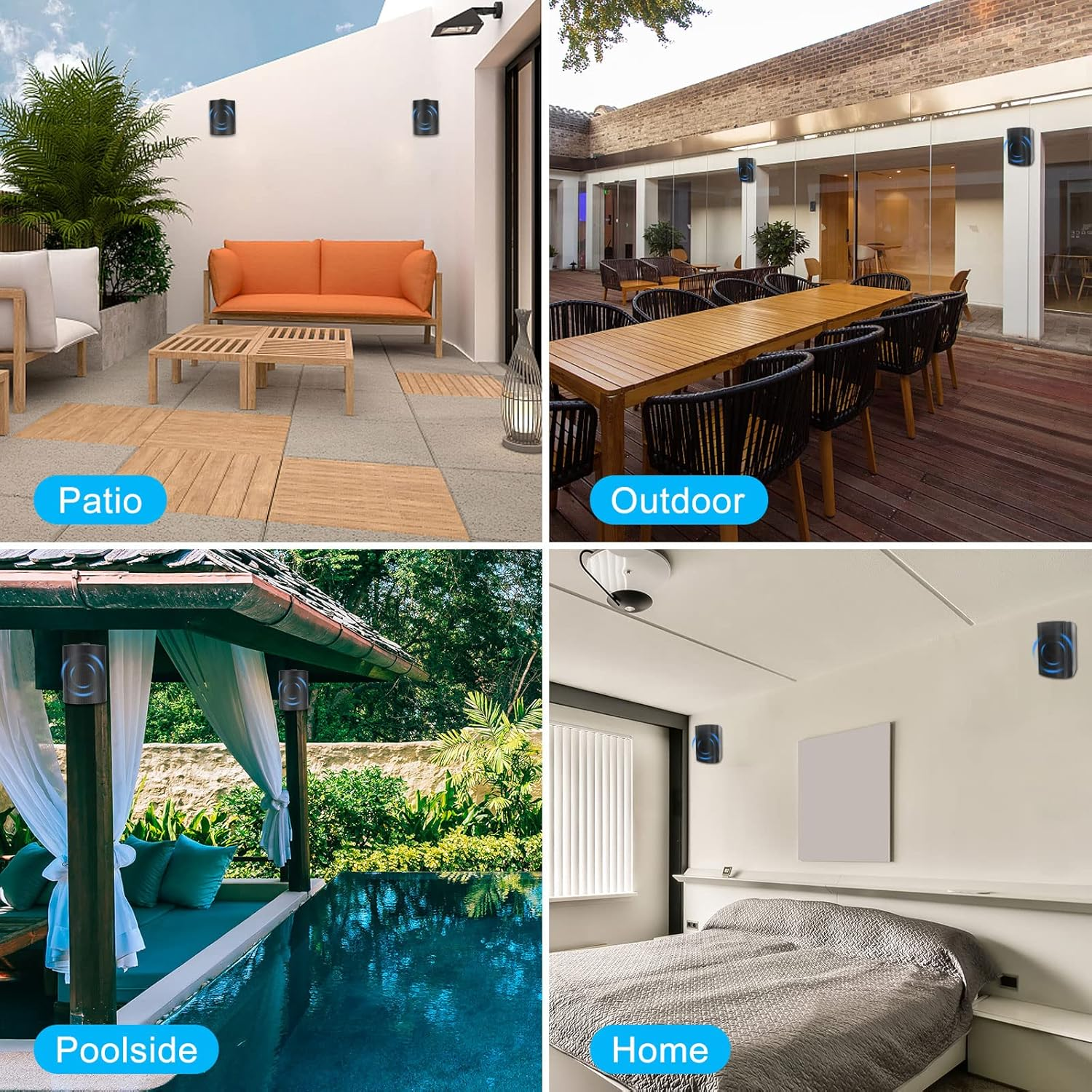 Herdio 6.5" Indoor Outdoor Bluetooth Speakers Waterproof with Powerful Bass, 2-Way Wall Mount 400W - HOS601BT