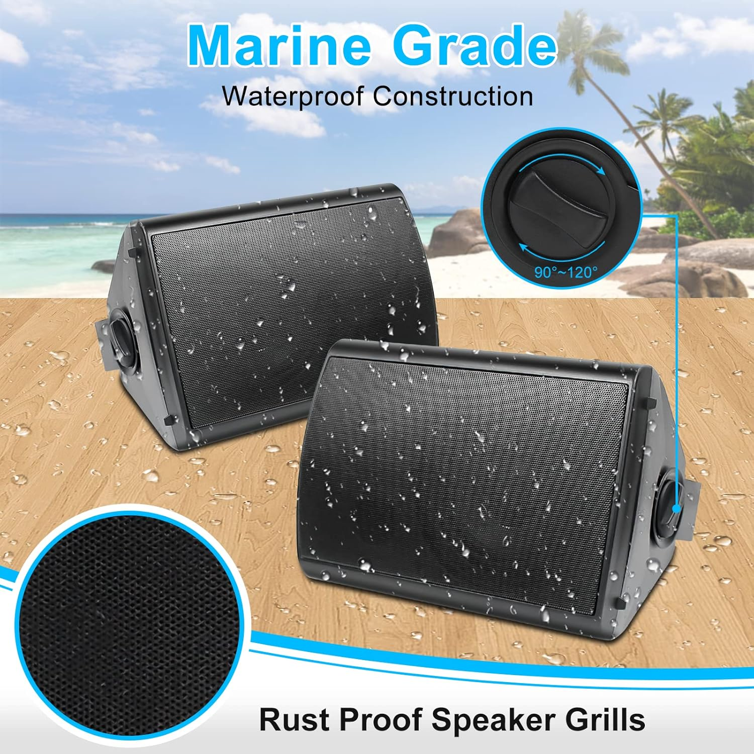 Herdio 6.5" Indoor Outdoor Bluetooth Speakers Waterproof with Powerful Bass, 2-Way Wall Mount 400W - HOS601BT