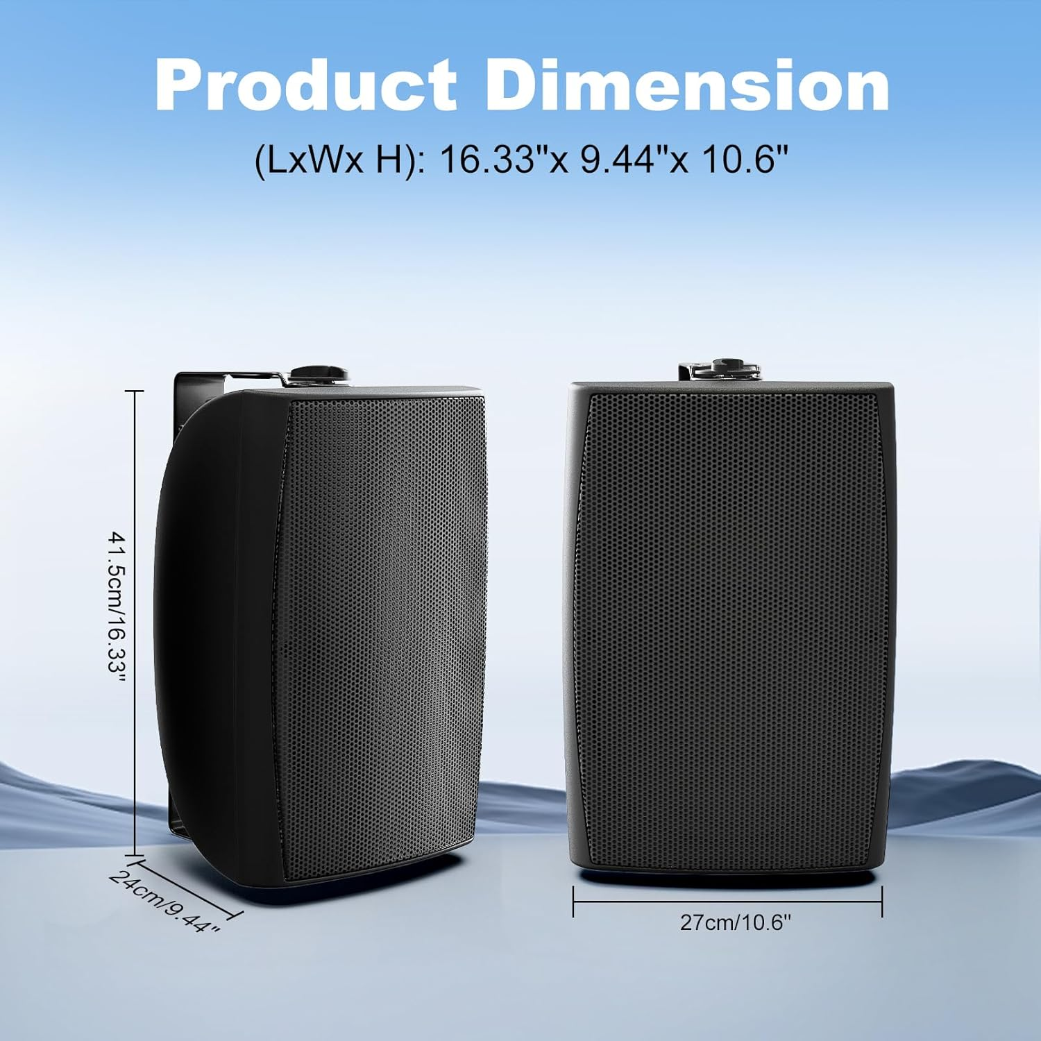 Herdio 8 inch 600W Outdoor Bluetooth Speakers Waterproof Wired with Powerful Bass, TWS Pairing Wall Mount Durable Loud Sound System Suitable for Patio Garden Porch Backyard Home Theater (1 Pair Black)