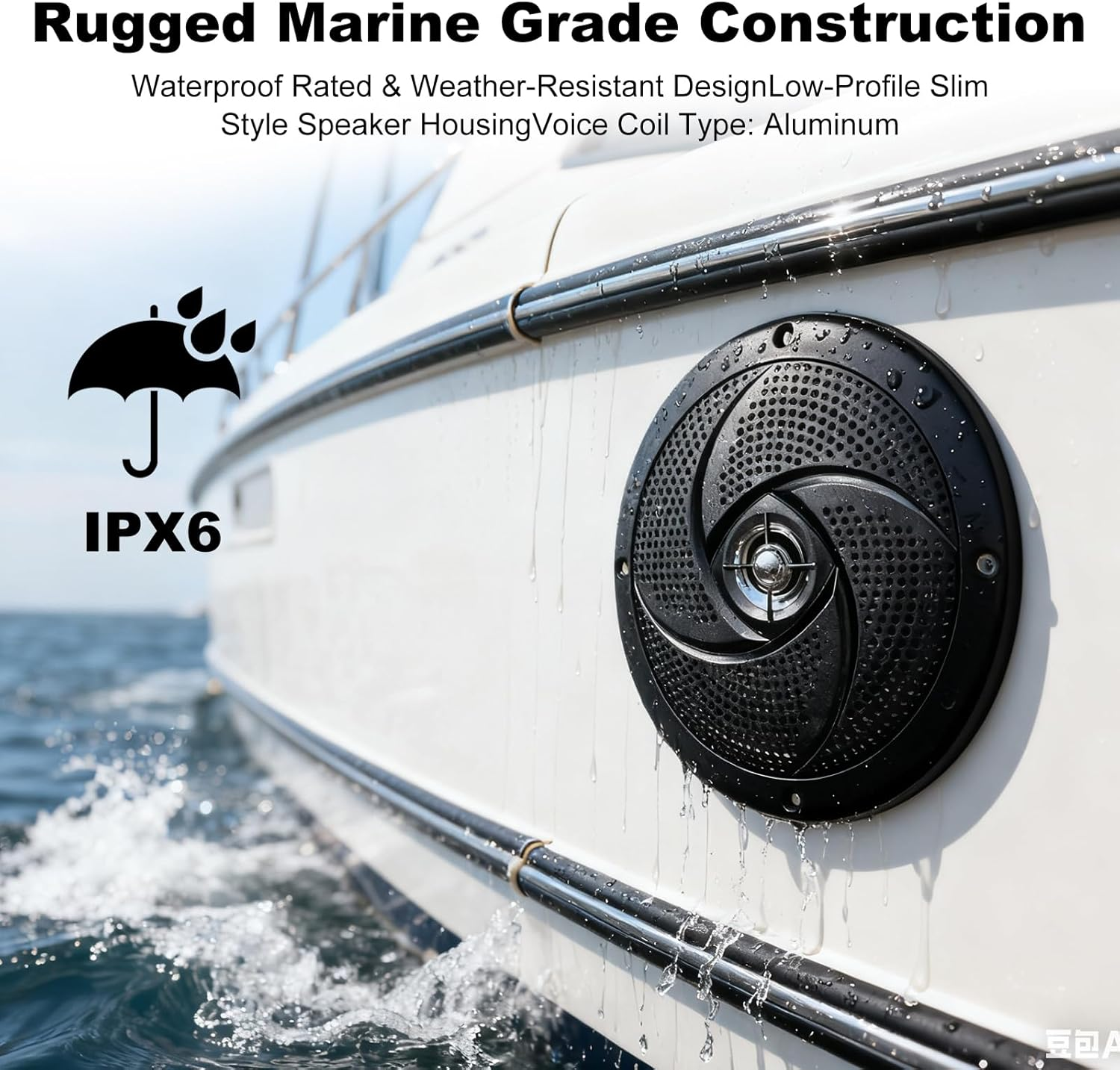Herdio 6.5 Inch 240W Waterproof Marine Speakers - 2 Way Weather Resistant with LED Lights, and Low Profile Slim Style for Ooutdoor Boat,RV