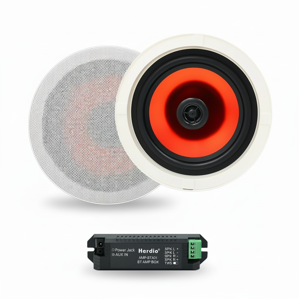 Herdio 6.5 inch Bluetooth ceiling speaker HCS628BT 300W white round in-ceiling speaker with grille