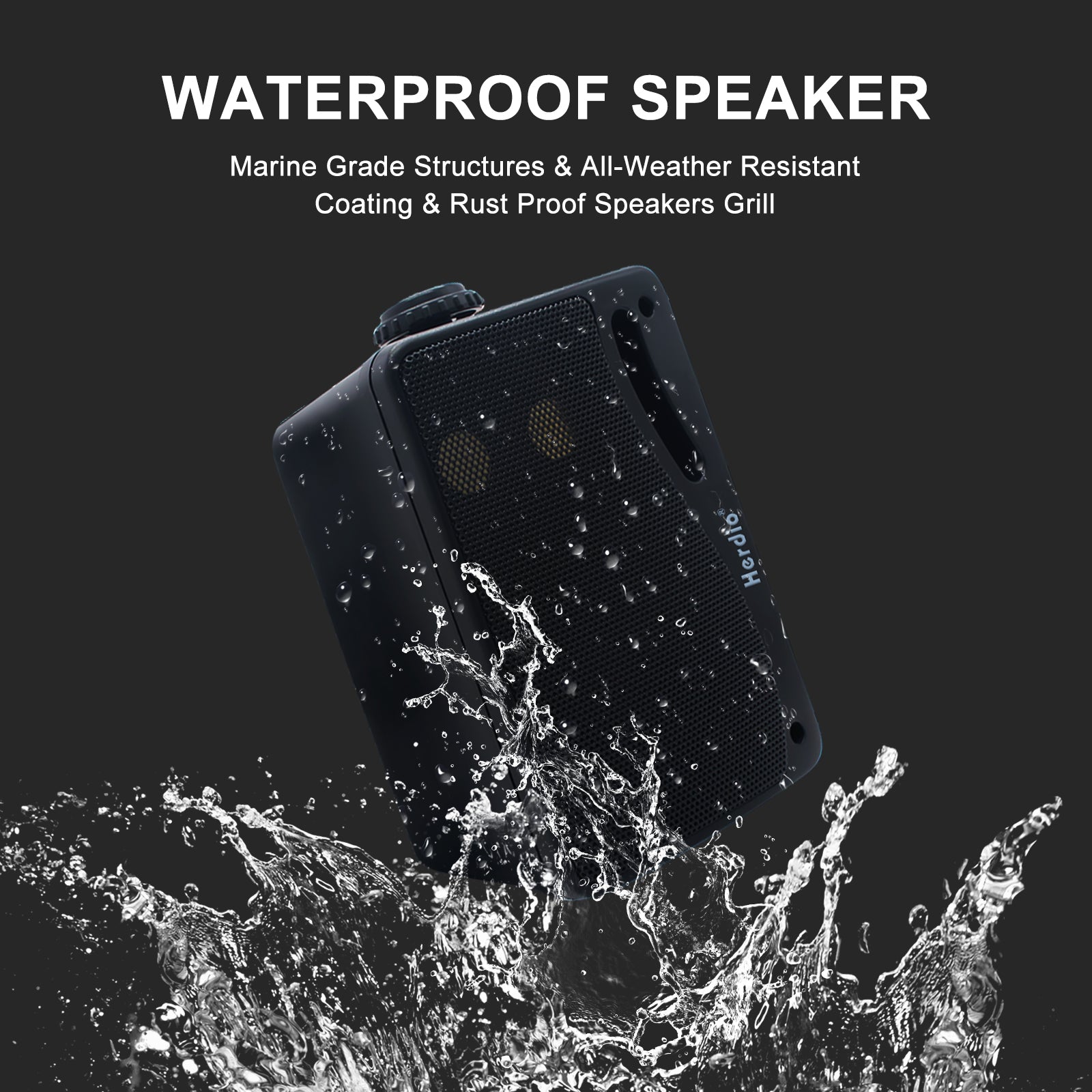 Herdio 3.5" Bluetooth Outdoor Speakers 200 Watts 2-Way Powerful Sound