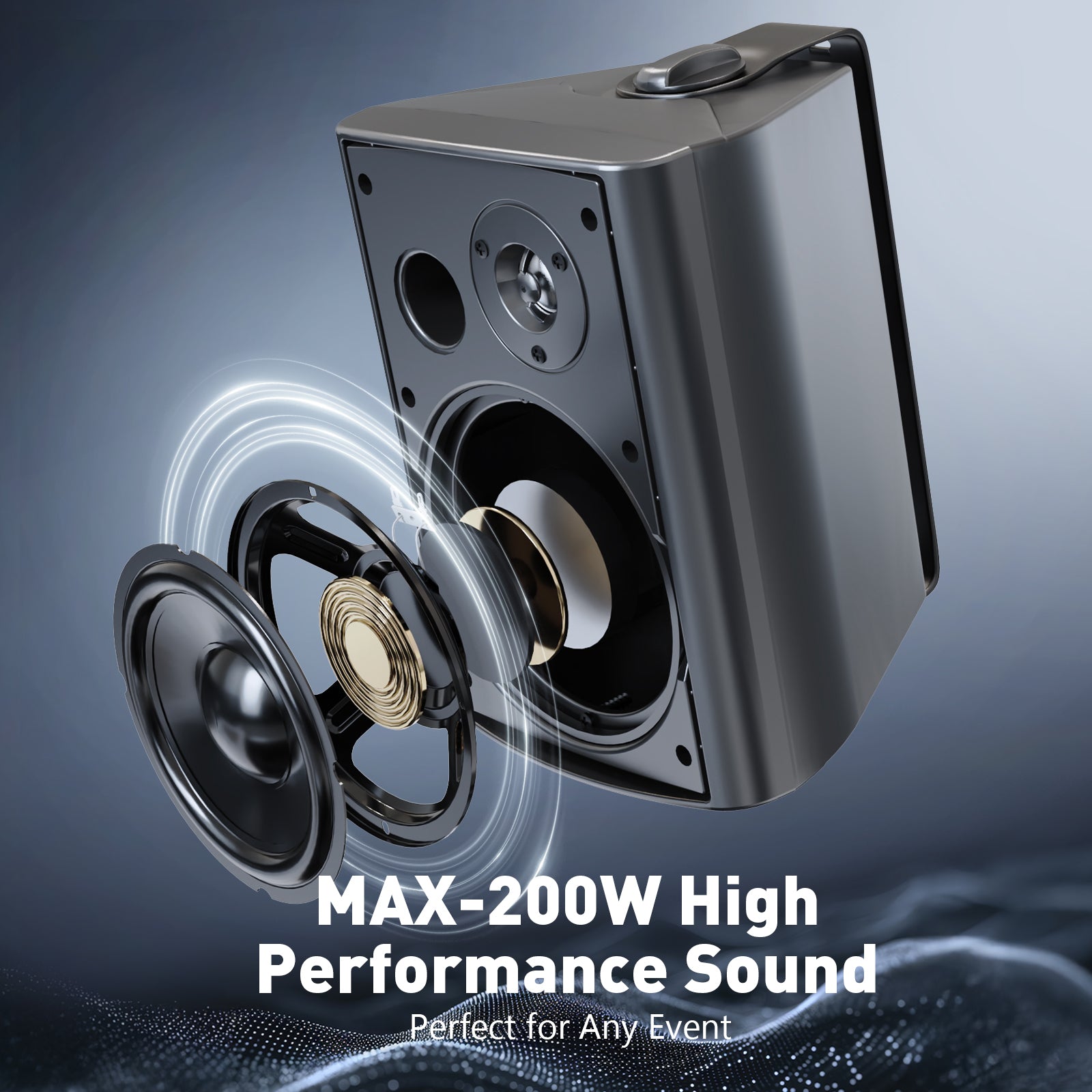 Herdio 6.5" Indoor Outdoor Wall Mount Bluetooth Speakers 400 Watts 2-Way Wired Sound System