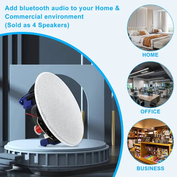 Herdio 4" Bluetooth Ceiling Speakers 160 Watts for Surround Sound
