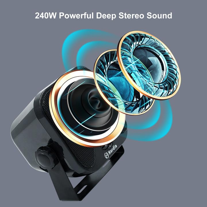 Herdio 4" Bluetooth Marine Speakers 240 Watts Waterproof for Marine Use
