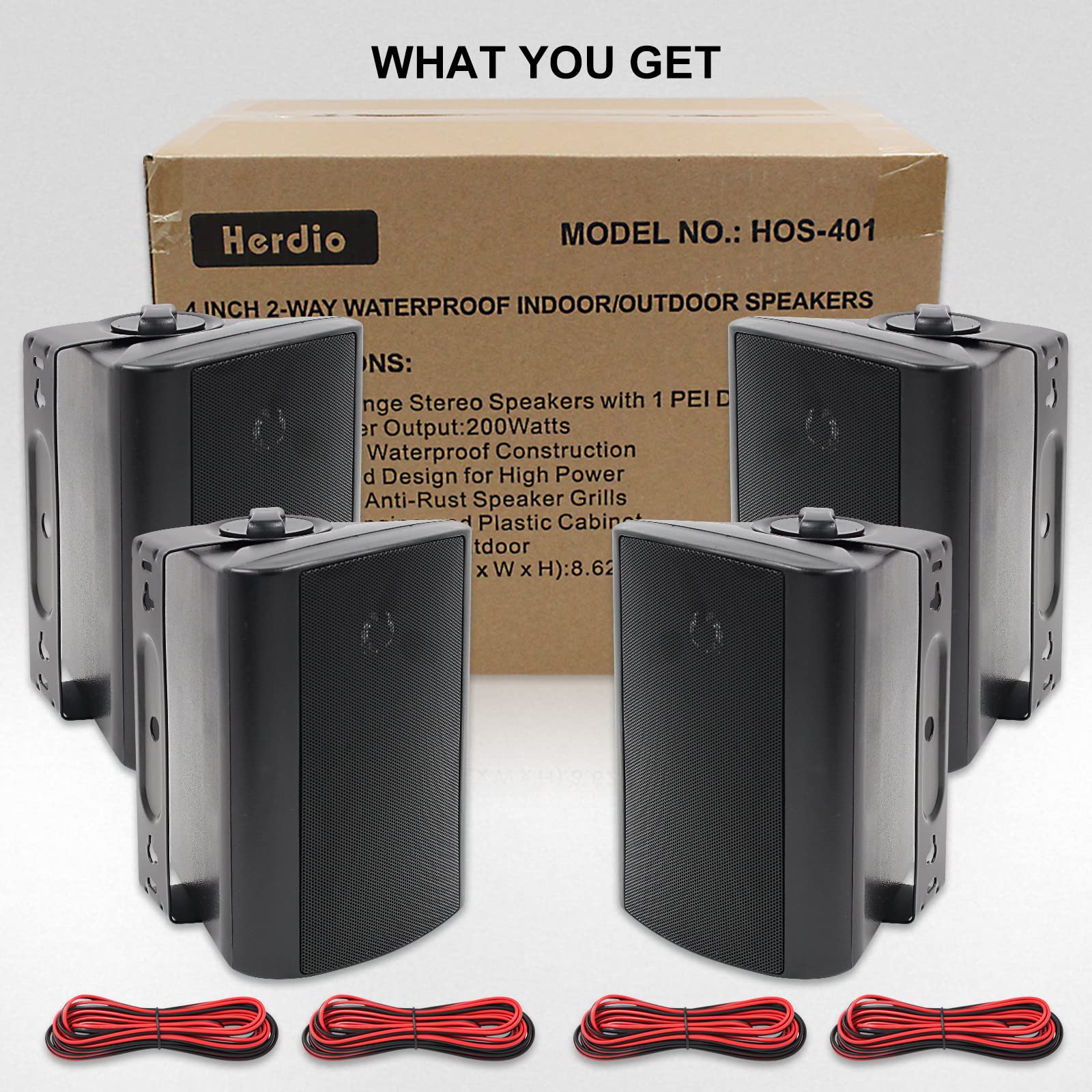 Herdio 4" Outdoor Speakers 400 Watts Waterproof Audio for Outdoor Use