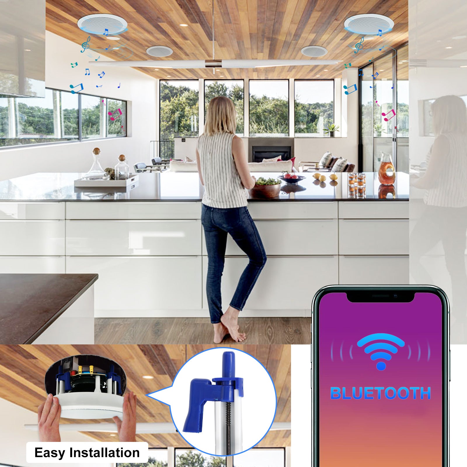 Herdio 5.25" In-Ceiling Bluetooth Speakers 300 Watts for Home Audio