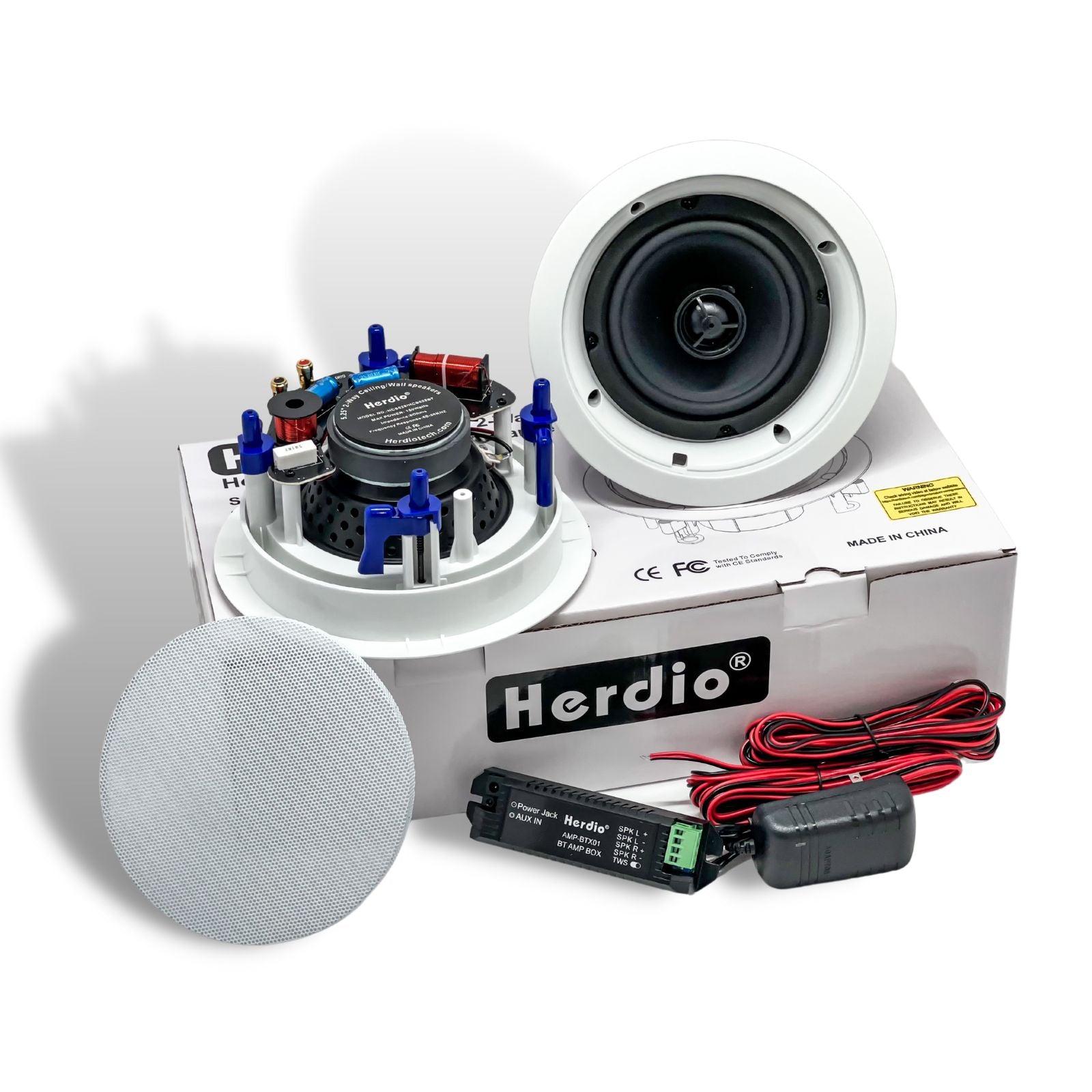 Herdio 5.25" In-Ceiling Bluetooth Speakers 300 Watts for Home Audio