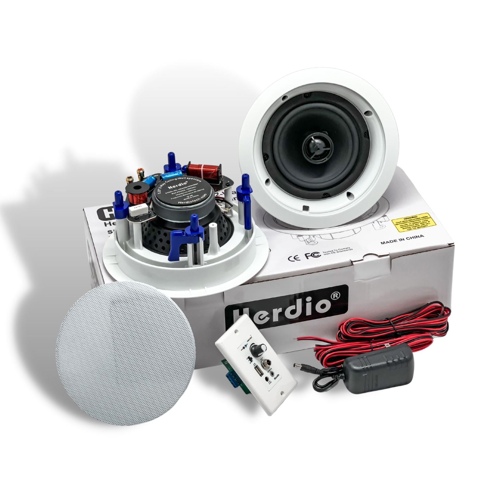 Herdio 5.25" In-Ceiling Bluetooth Speakers 300 Watts 2-Way for Home Audio