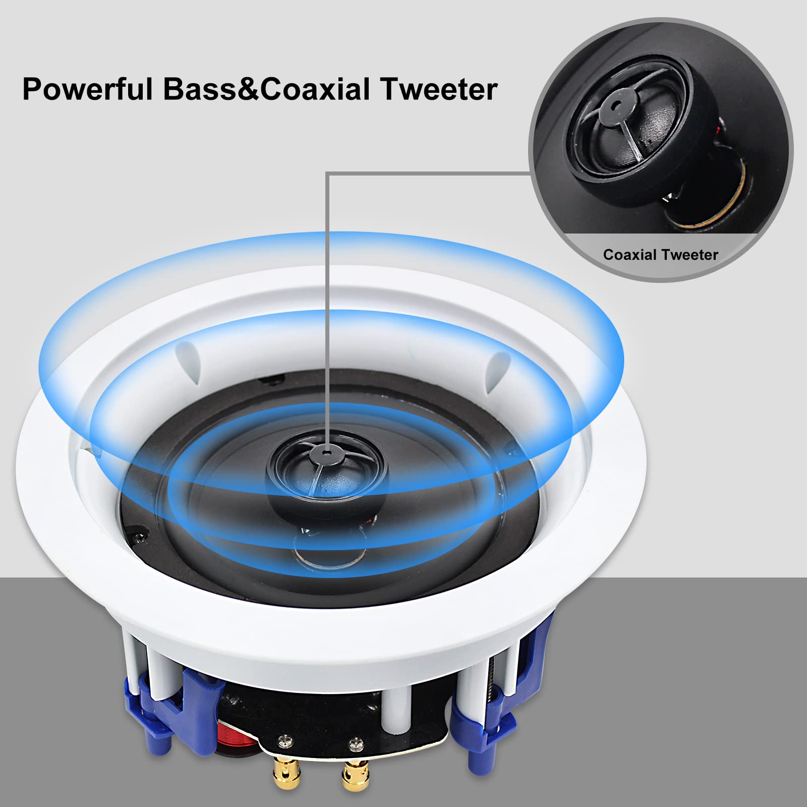 Herdio 5.25" In-Ceiling Bluetooth Speakers 300 Watts 2-Way for Home Audio