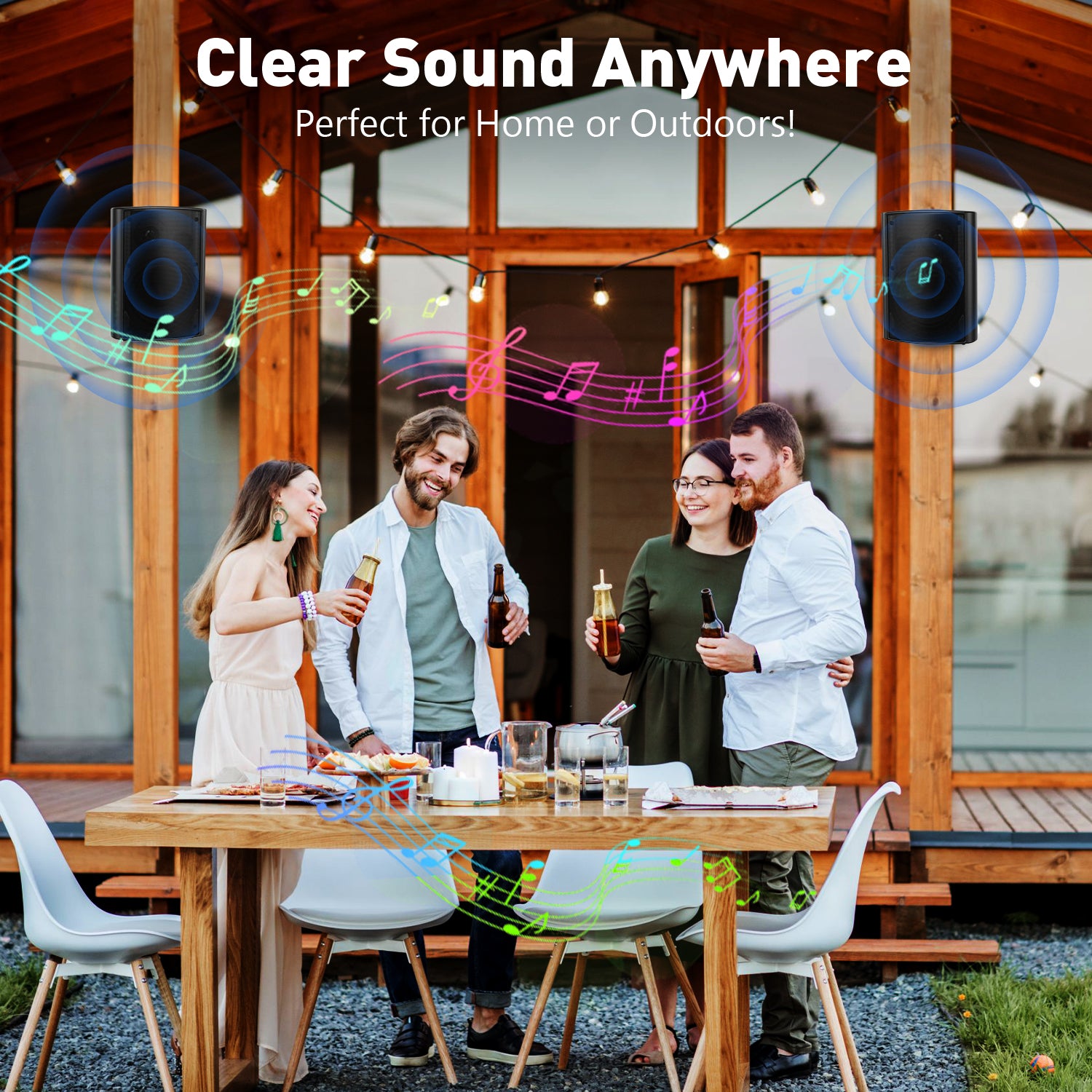 Herdio 6.5" Bluetooth Outdoor Speakers 400 Watts 2-Way Wired Sound System