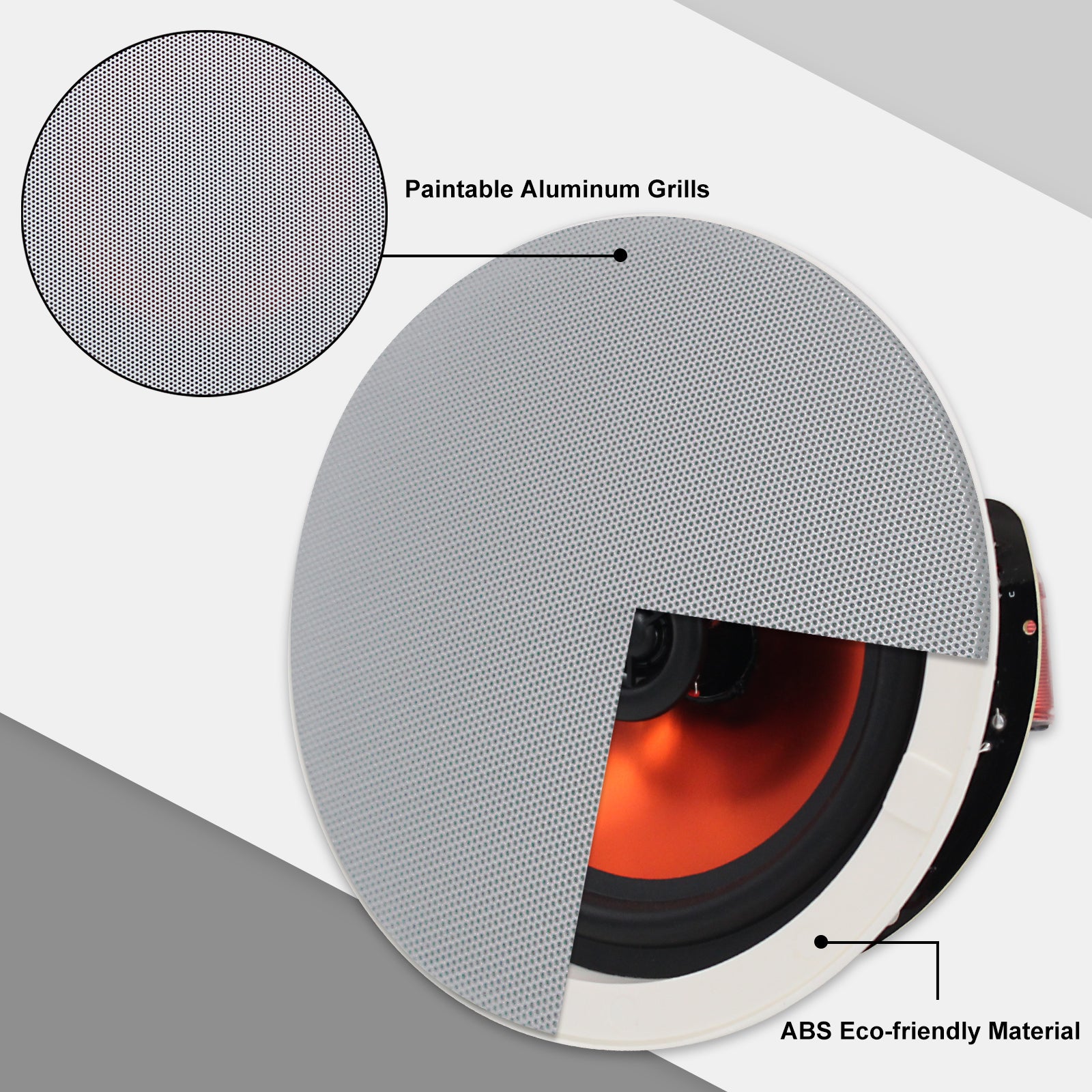 Herdio 6.5" Ceiling Bluetooth Speakers 300 Watts 2-Way Surround Sound Experience