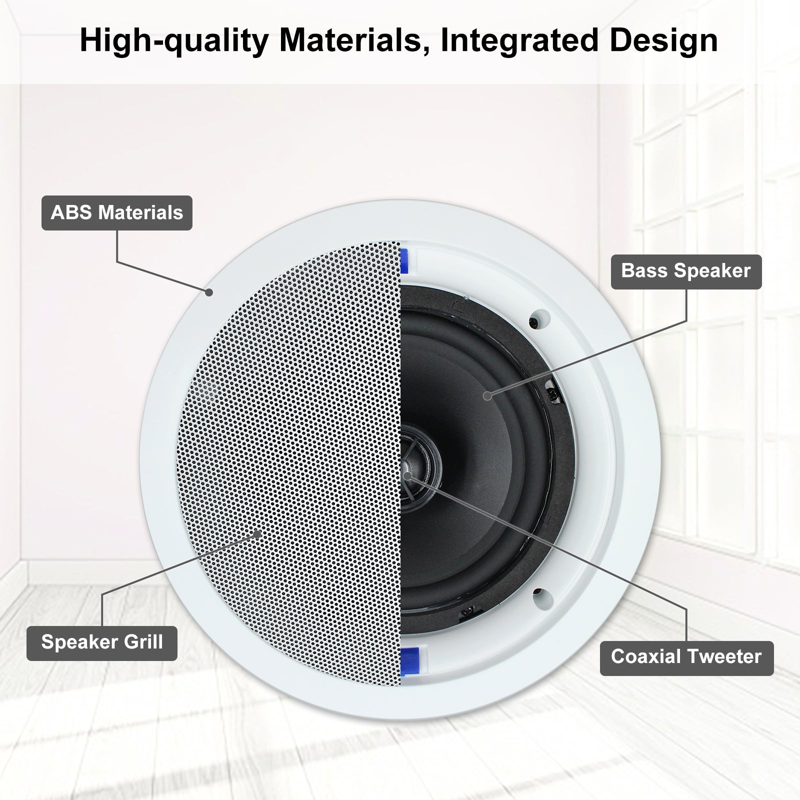 Herdio 6.5" Ceiling Bluetooth Speakers 320W 2-Way for Immersive Home Audio