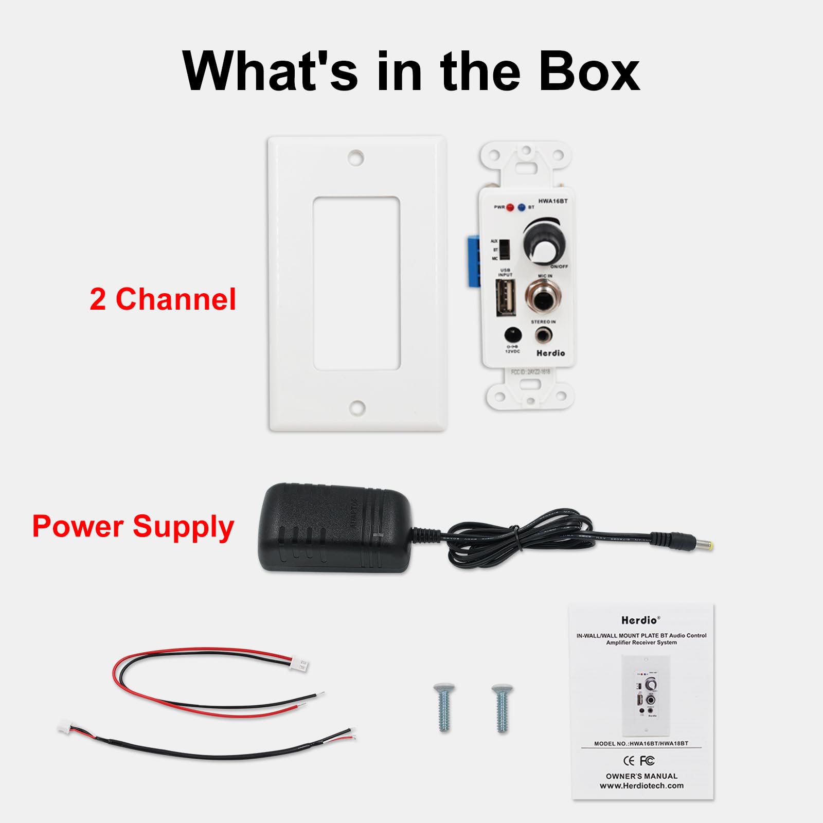 Herdio Wall Bluetooth Amplifier Audio Control AMP BTX HWA-16BT