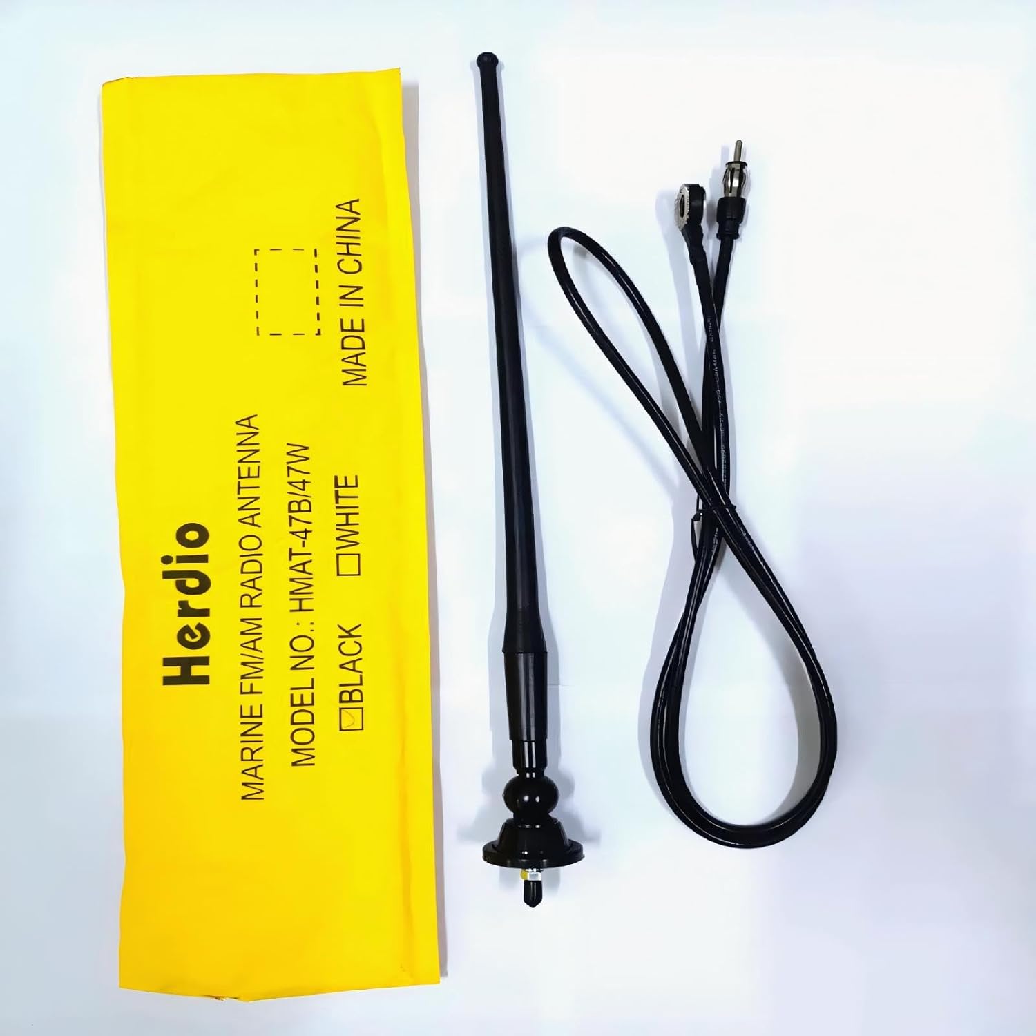 Herdio Waterproof Marine Antenna Rubber Duck Dipole Flexible Mast FM AM Antenna for Boat Radio Car ATV UTV RZR SPA
