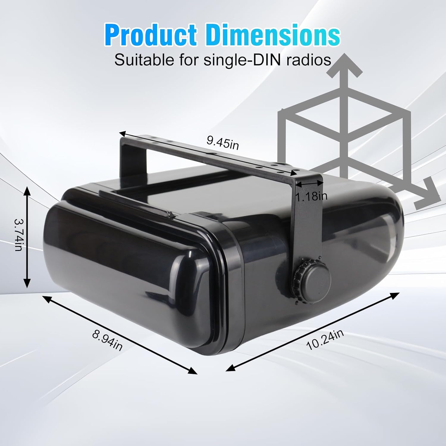 Herdio Universal Marine Stereo Cover | Water-Resistant Boat Radio Protector with Flip-Up Door & Neoprene Gasket (Black)
