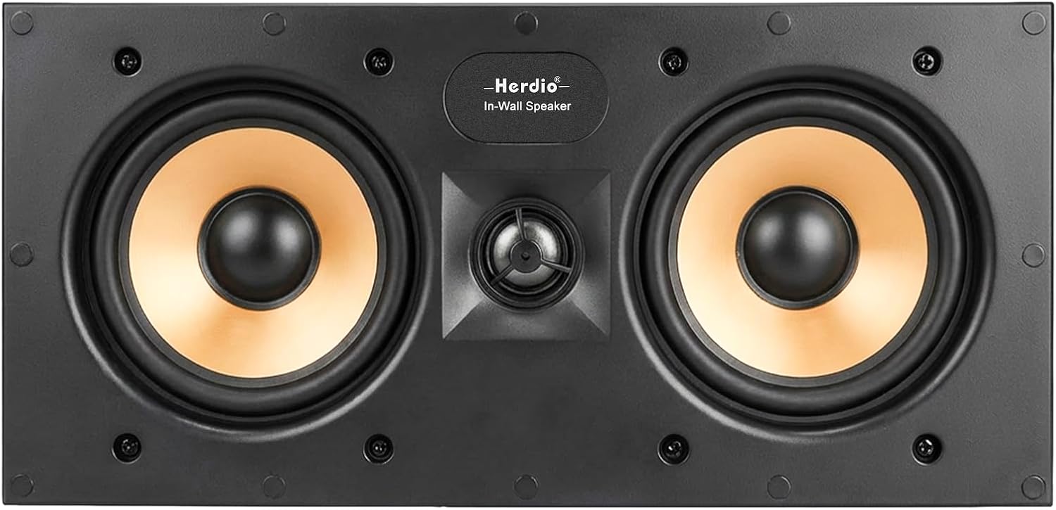 Herdio 5.25" In-Wall Center Channel Speaker | 2-Way Home Theater Flush Mount with Paintable Grille (Single)