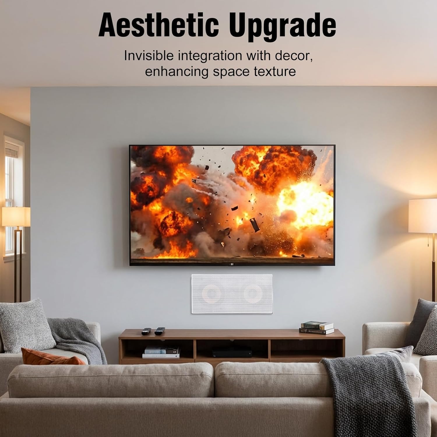 Herdio 5.25" In-Wall Center Channel Speaker | 2-Way Home Theater Flush Mount with Paintable Grille (Single)