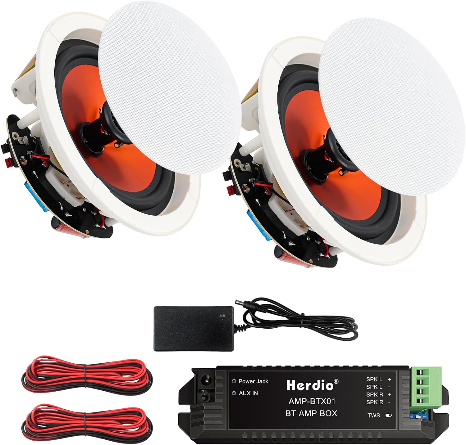 Herdio 4-8 Inch Bluetooth In-Ceiling Speakers 240W-800W with Amplifier, 2 or 4-Pack
