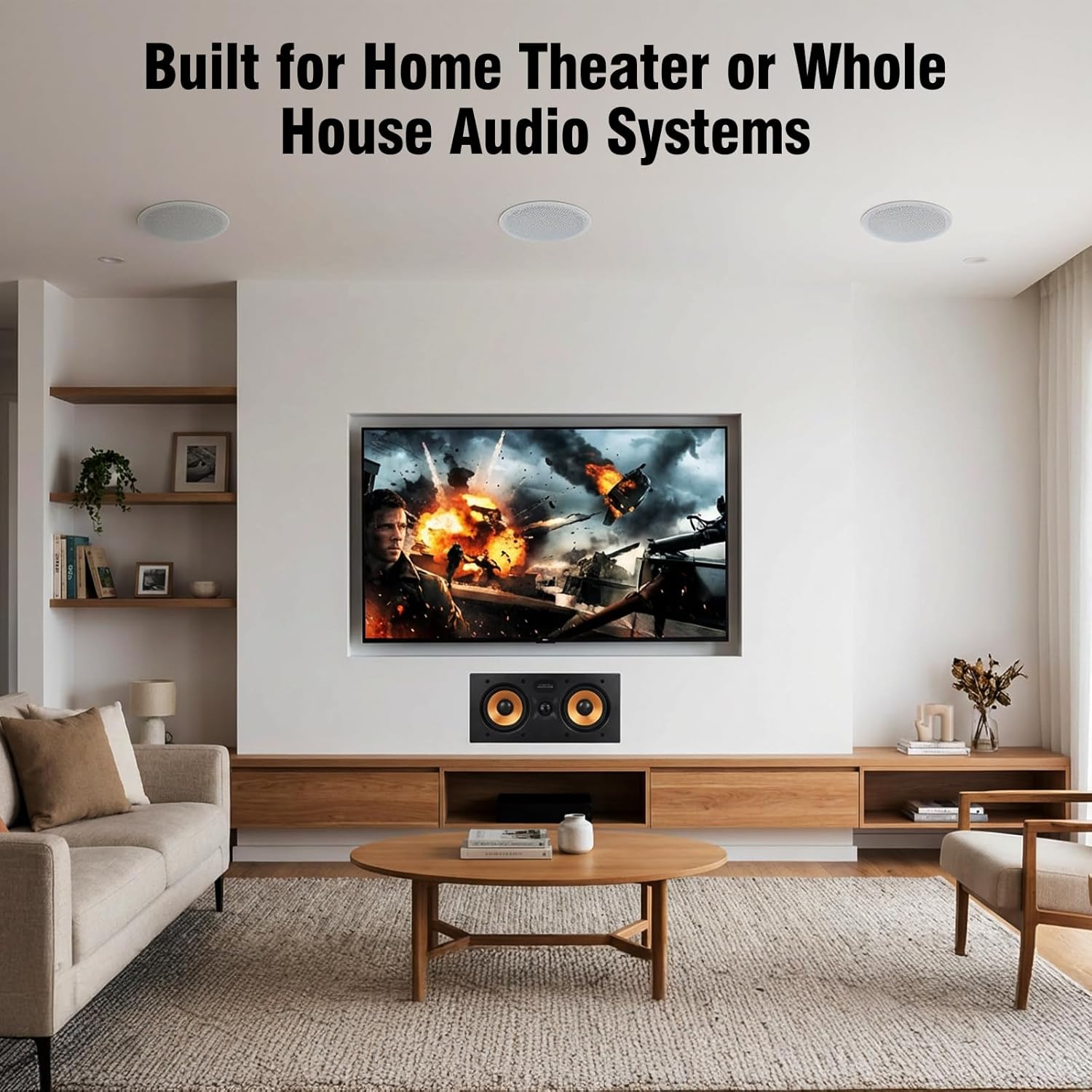 Herdio 5.25" In-Wall Center Channel Speaker | 2-Way Home Theater Flush Mount with Paintable Grille (Single)