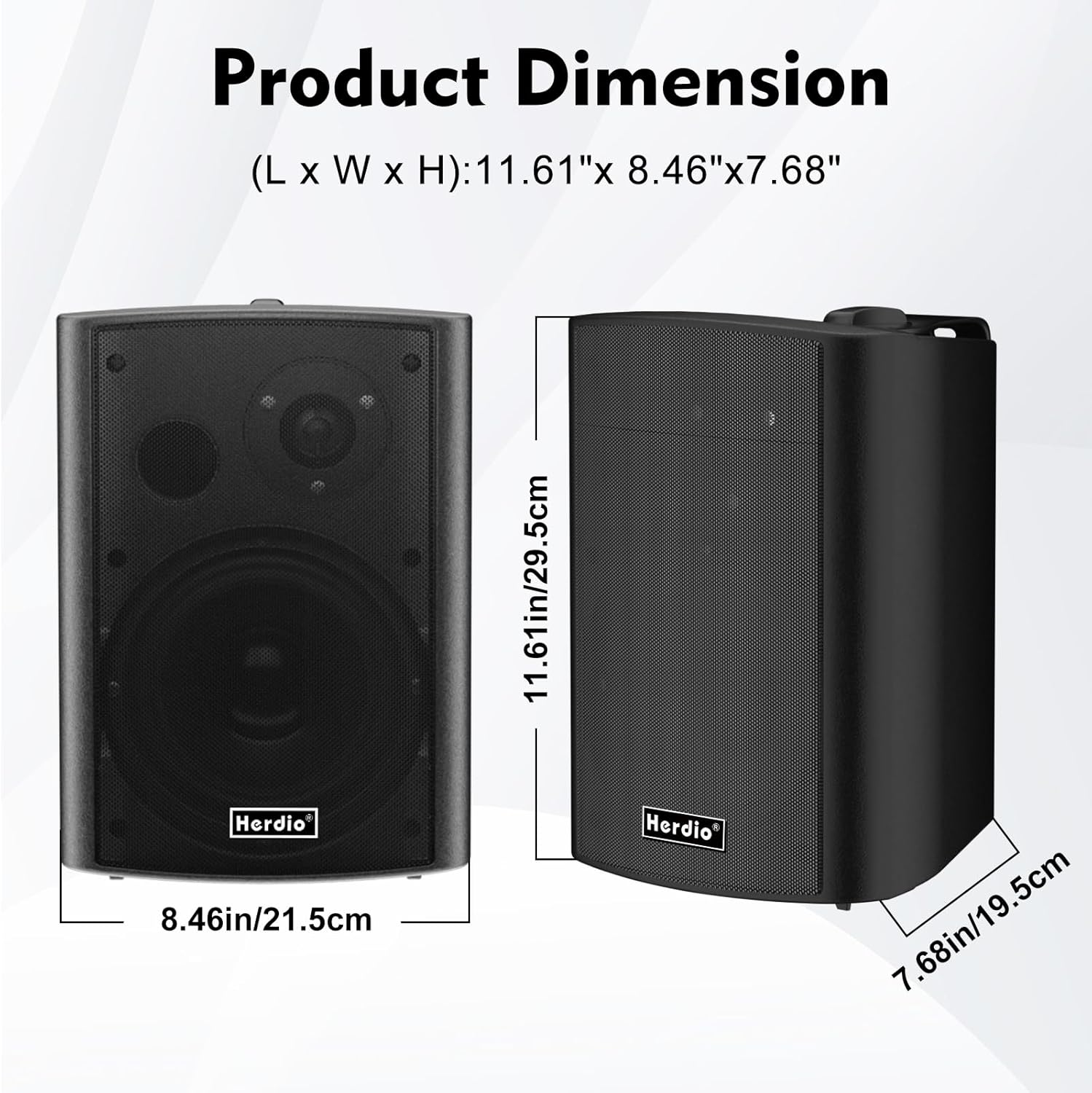 Herdio 6.5" 400W Outdoor Bluetooth Speakers, IPX5 Waterproof, Multi-Connection Up to 20 Units (2-Pack)