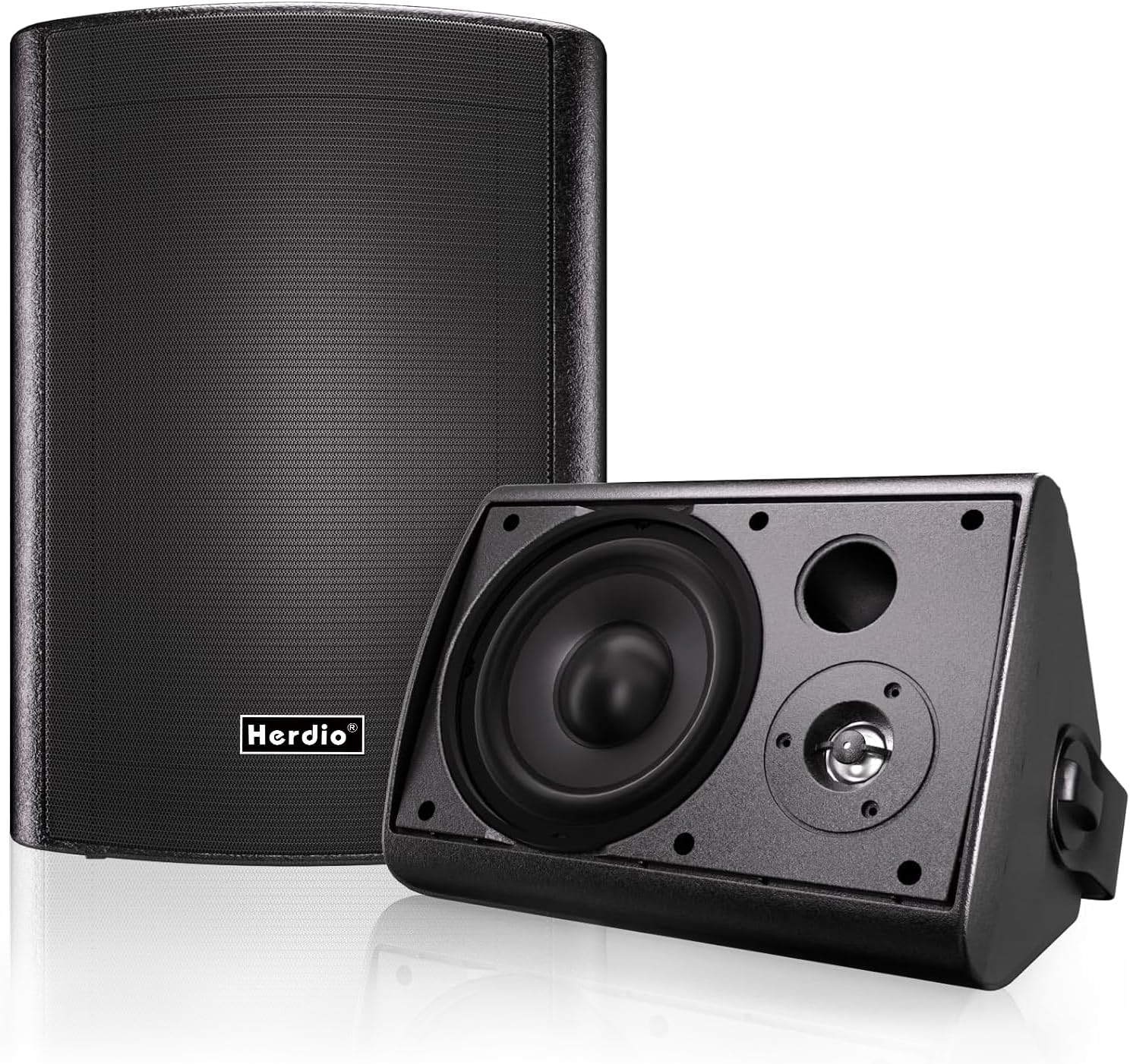 Herdio 6.5" 400W Outdoor Bluetooth Speakers, IPX5 Waterproof, Multi-Connection Up to 20 Units (2-Pack)