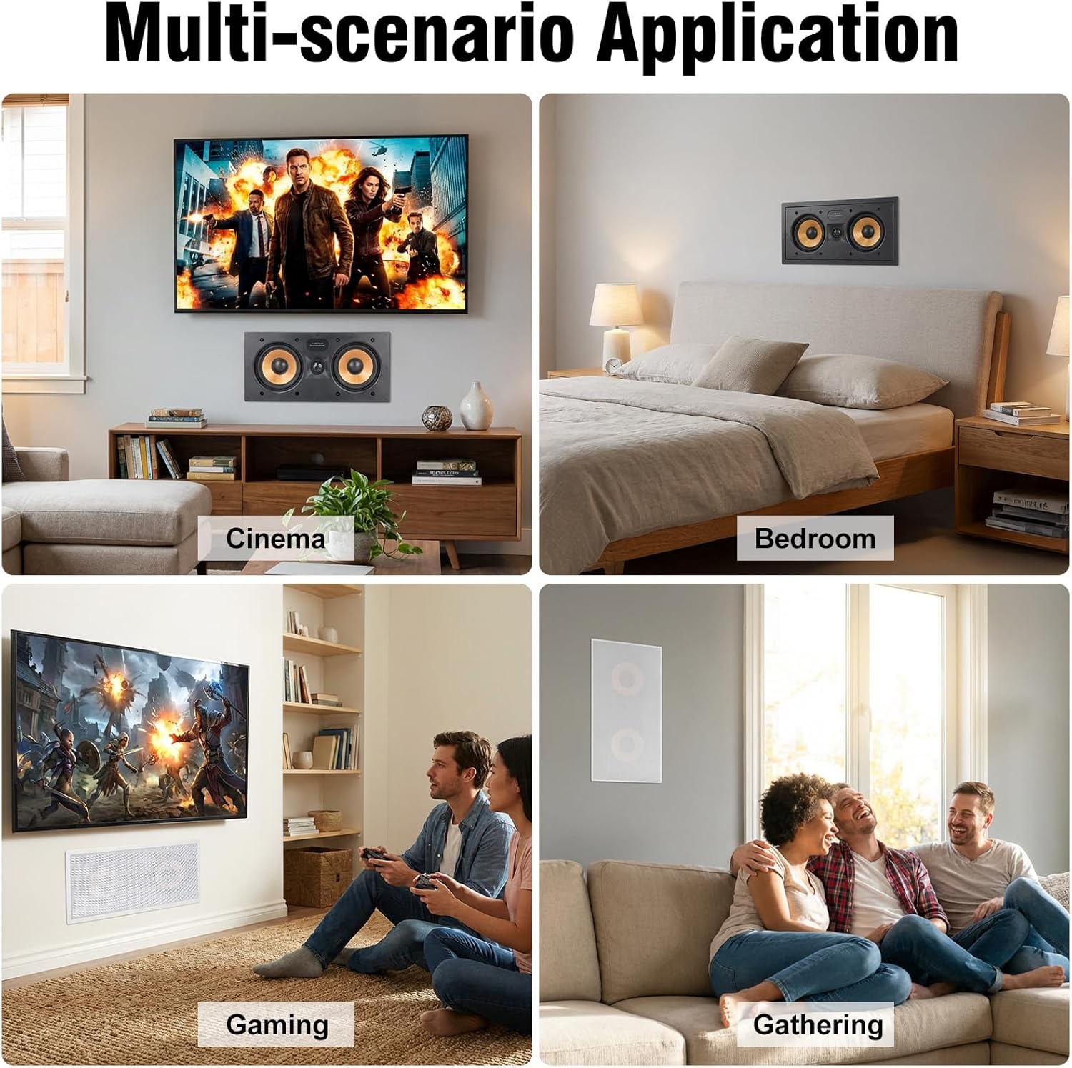 Herdio 5.25" In-Wall Center Channel Speaker | 2-Way Home Theater Flush Mount with Paintable Grille (Single)