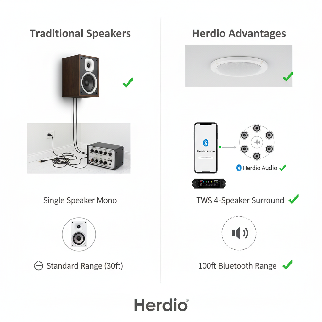 Herdio ceiling speakers comparison chart product features advantages competitive analysis