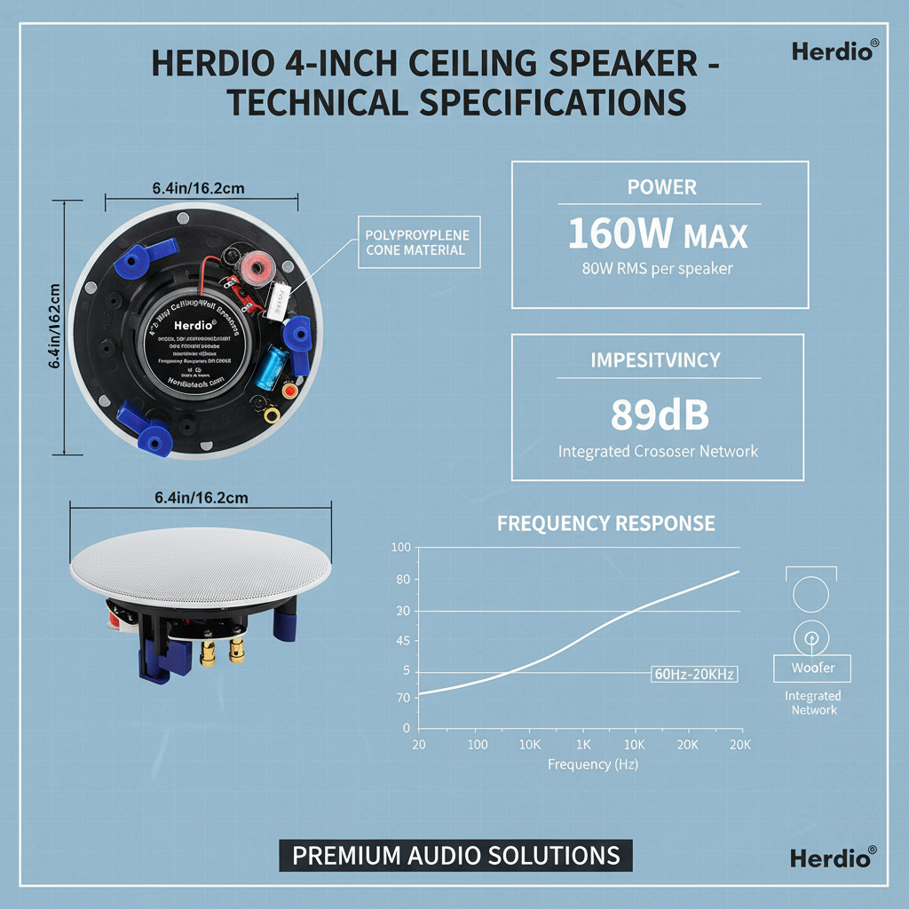 Ceiling speaker technical specifications - 320W power output and performance details