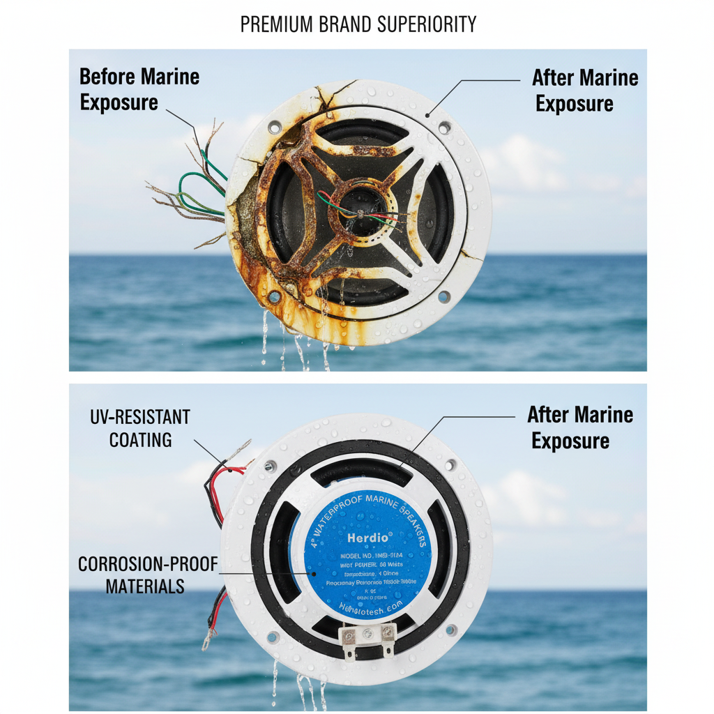 Waterproof marine speaker vs standard speaker corrosion comparison