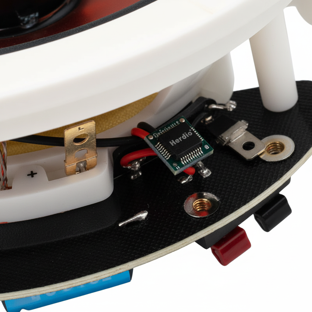 Herdio ceiling speaker close-up detail view premium grille design high-quality construction