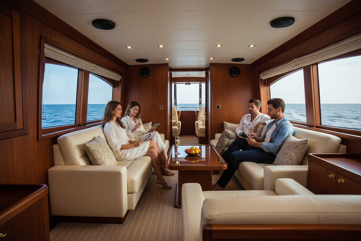 游艇舱内安装场景