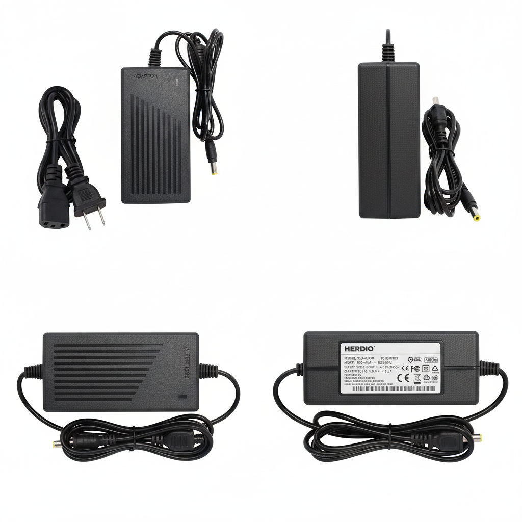 Herdio Power Adapter Multiple Angles View - Compact Design with Standard US/EU Plug