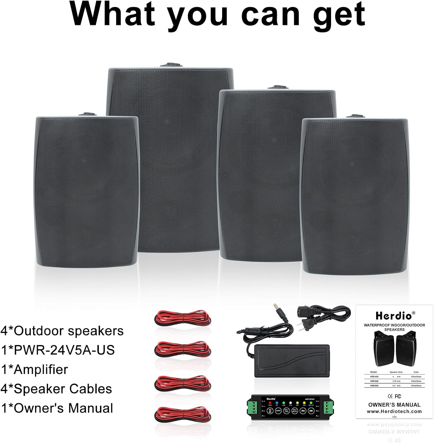 Herdio 6.5" Outdoor Bluetooth Speakers 800W Wired Waterproof Wall Mount Speakers