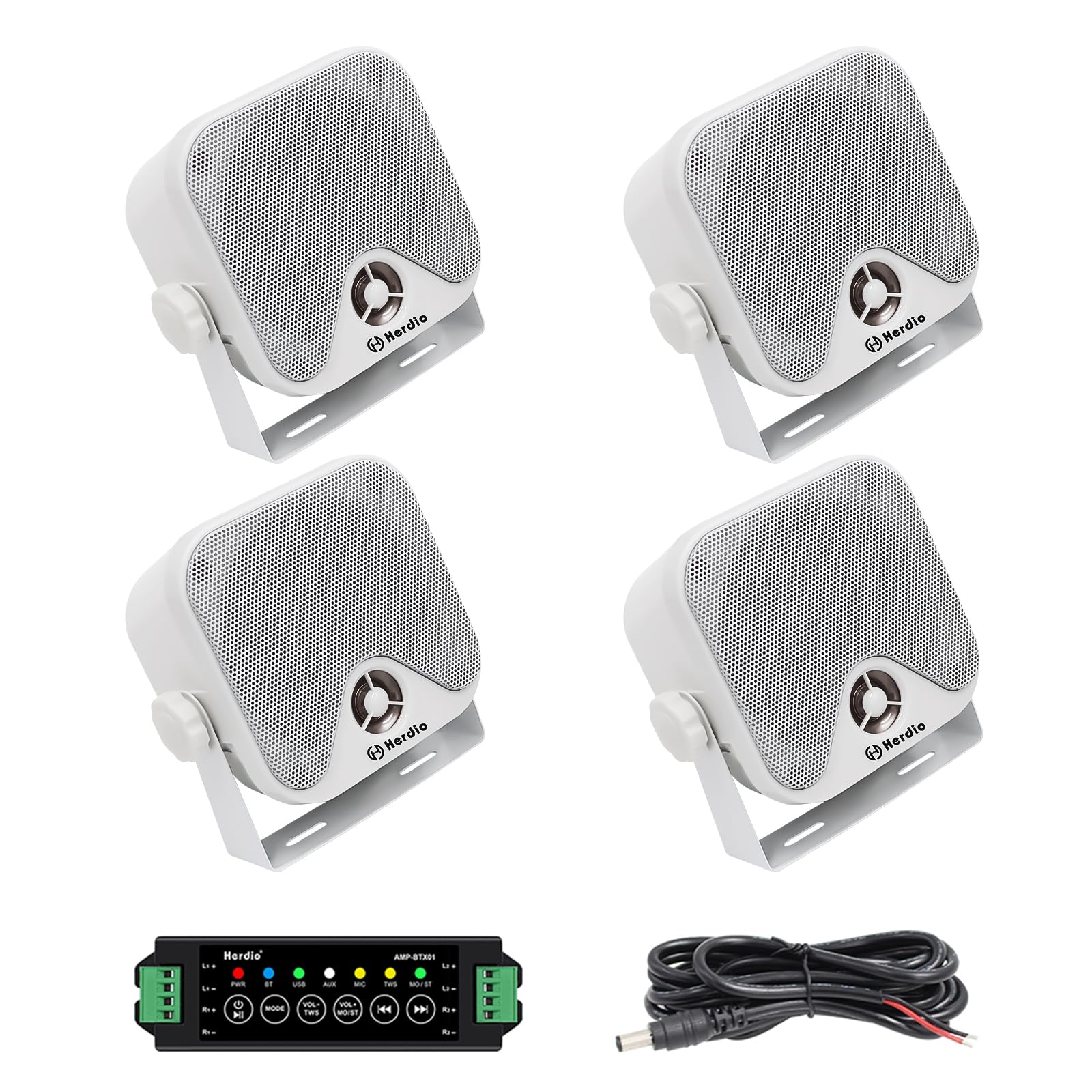 Herdio 4" Bluetooth Marine Speakers 240 Watts Waterproof for Marine Use