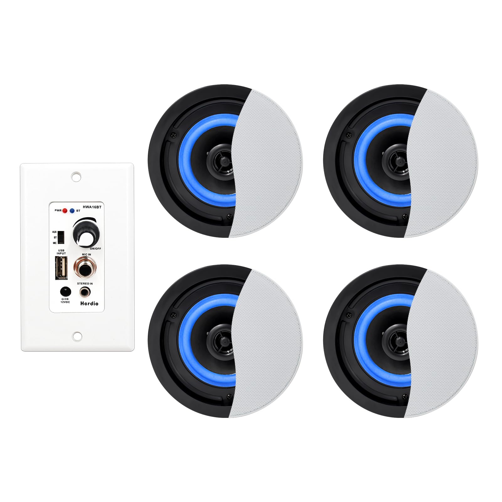 Herdio 4" Bluetooth Ceiling Speakers 320 Watts for Perfect Sound