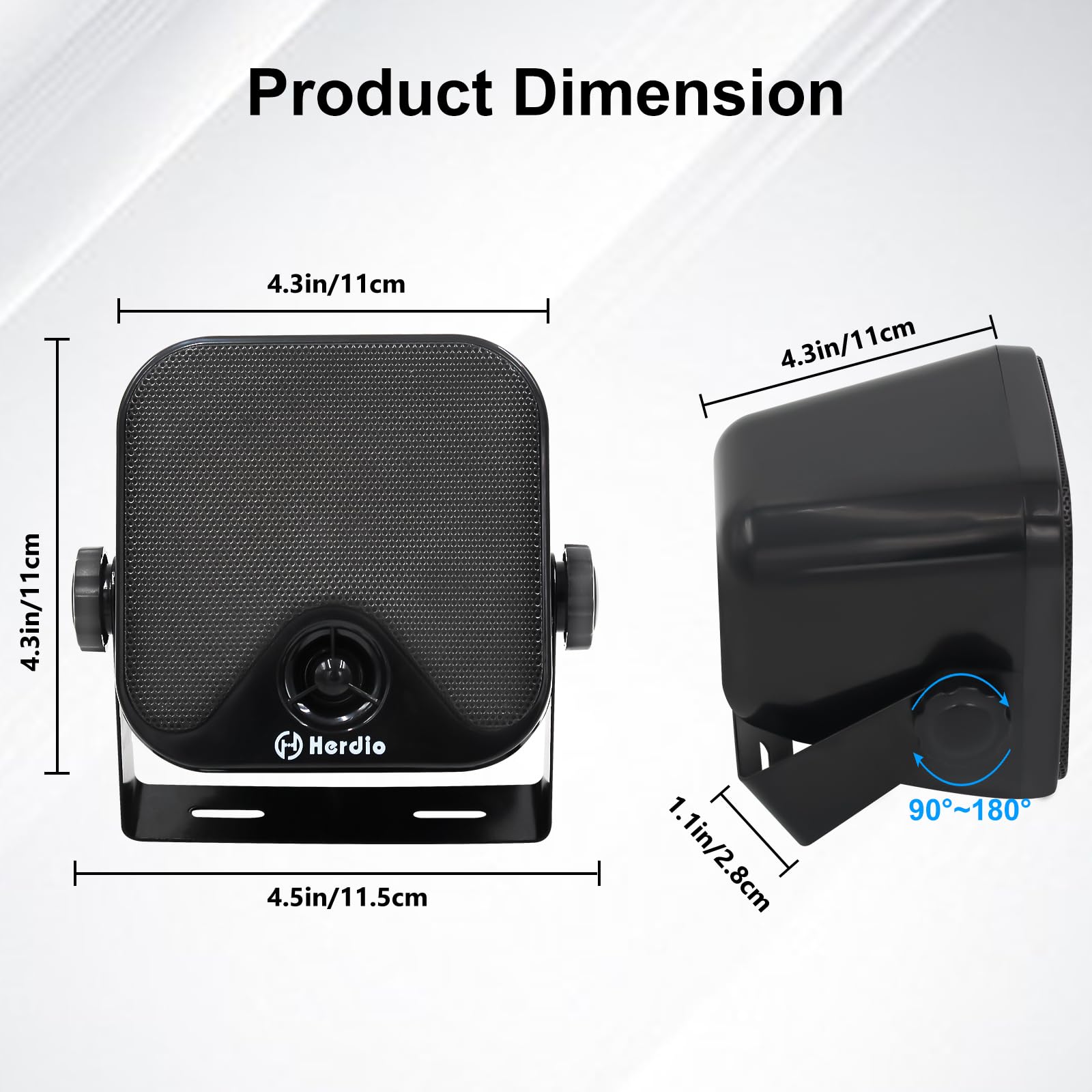 Herdio 4" Bluetooth Marine Speakers 240 Watts Waterproof for Marine Use