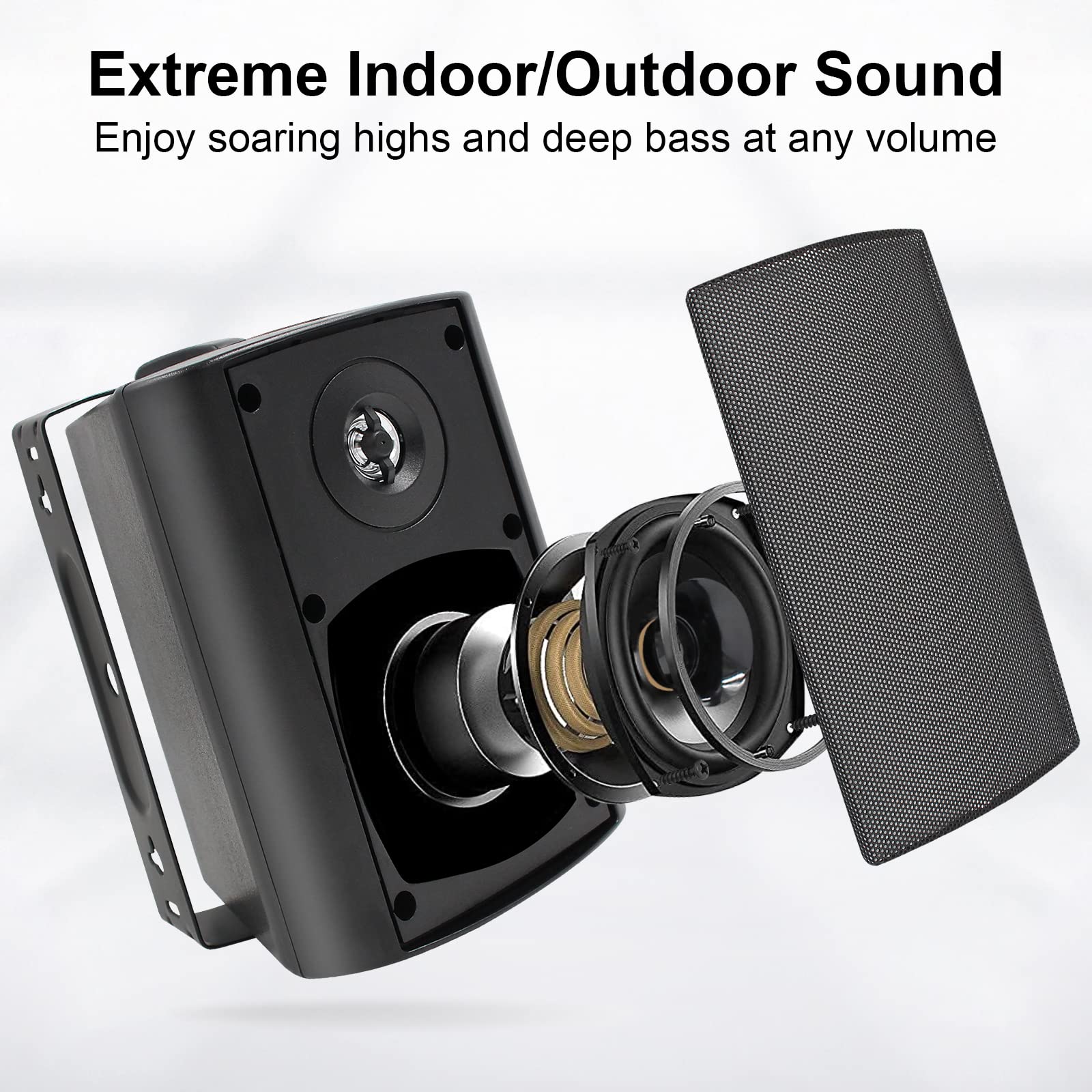 Herdio 4" Bluetooth Speakers 200W 2-Way Outdoor Weatherproof Audio