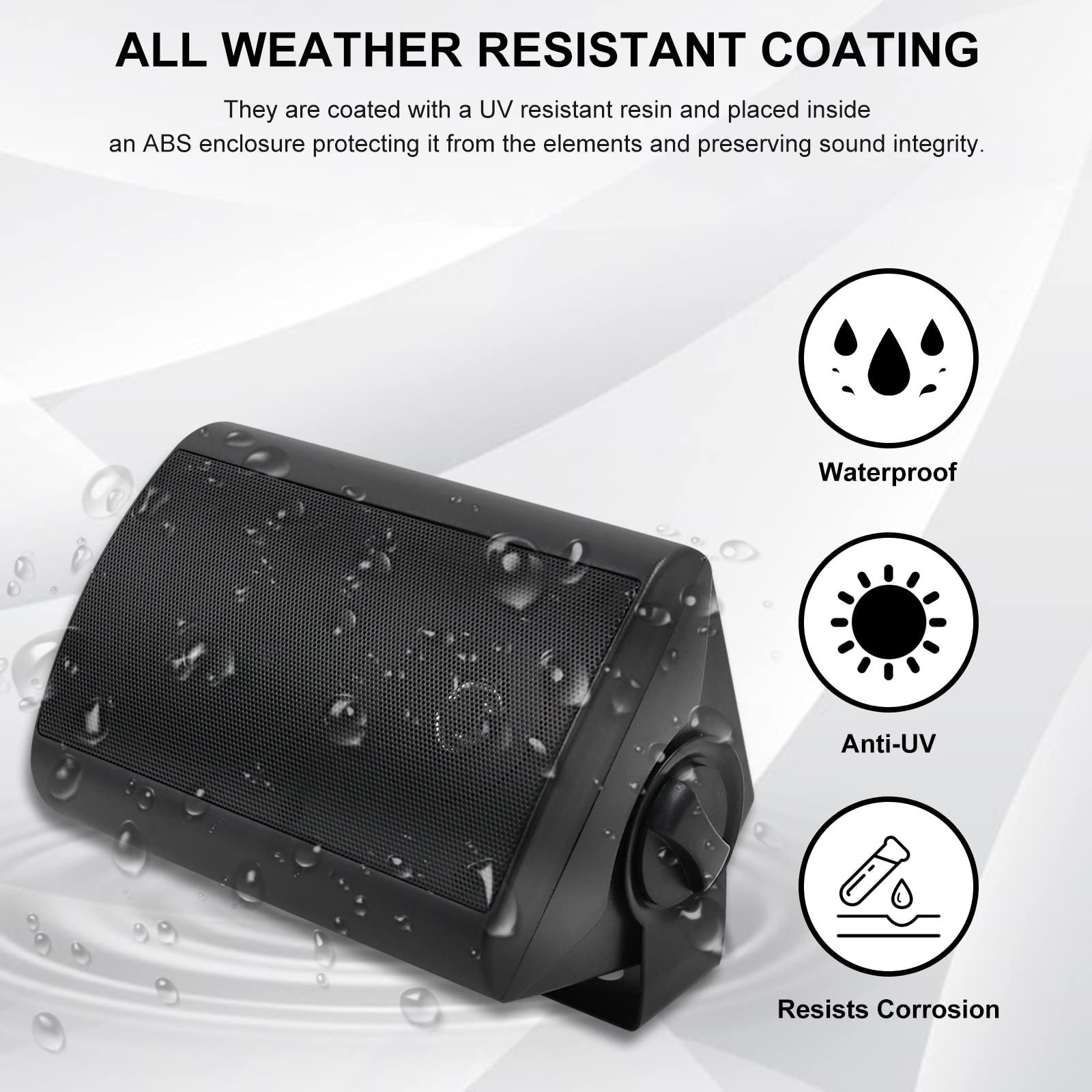 Herdio 4" Bluetooth Speakers 200W 2-Way Outdoor Weatherproof Audio
