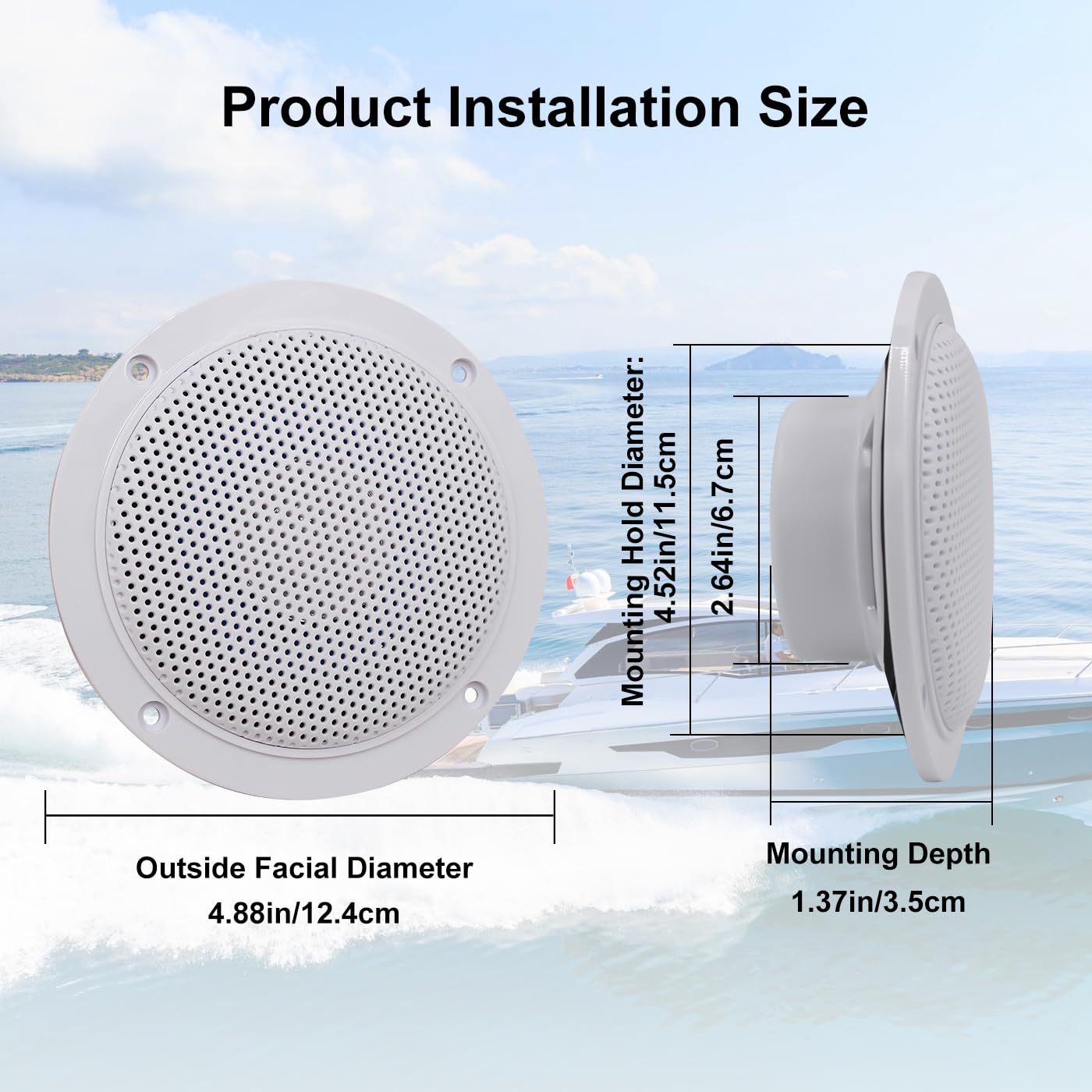 Herdio 4" Marine Bluetooth Speakers 320 Watts Waterproof Audio for Outdoor Use