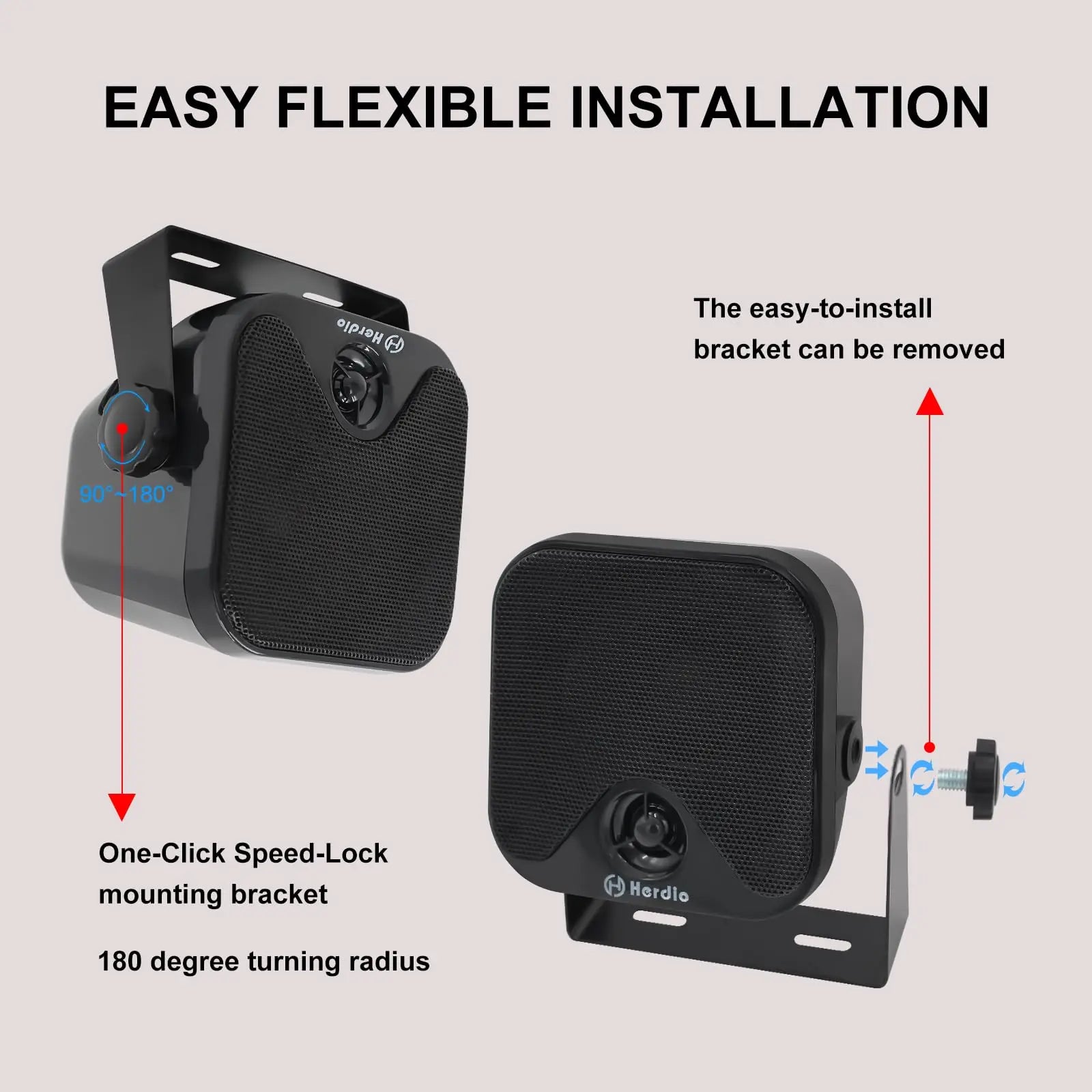 Herdio 4" Bluetooth Marine Speakers 120 Watts 2-Way Ideal for Boat Audio