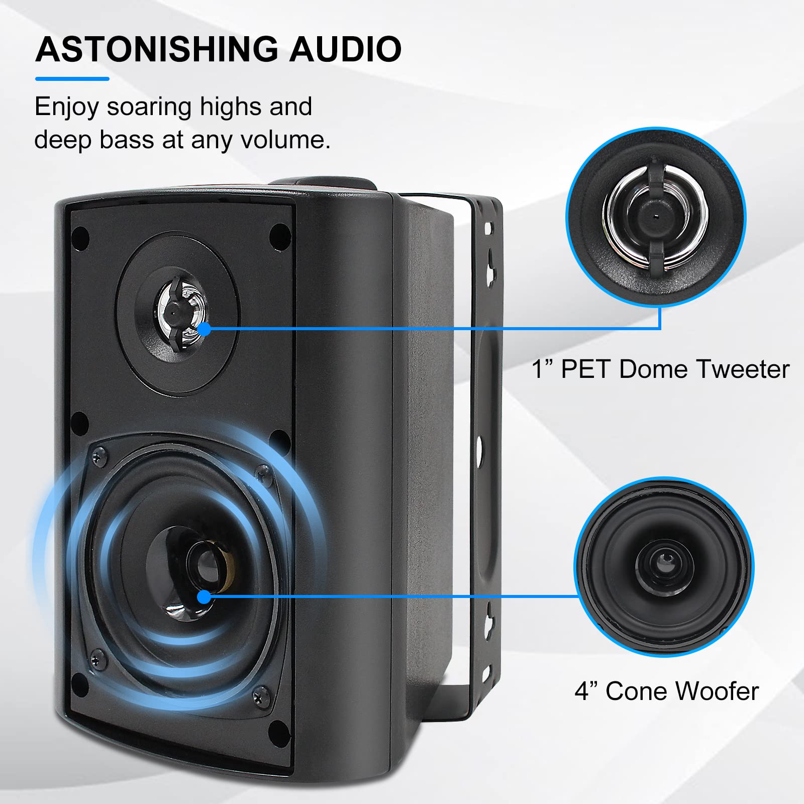 Herdio 4" Outdoor Speakers 400 Watts Waterproof Audio for Outdoor Use
