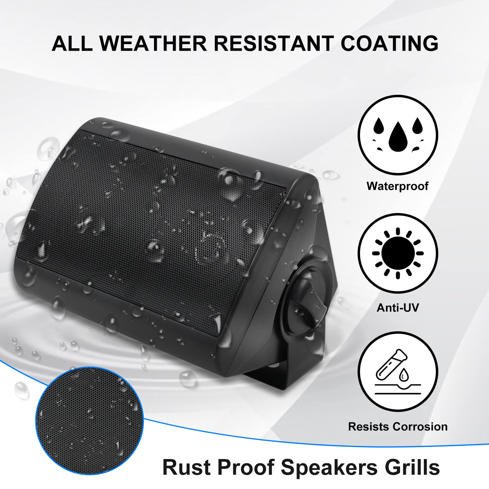 Herdio 4" Outdoor Speakers 400 Watts Waterproof Audio for Outdoor Use