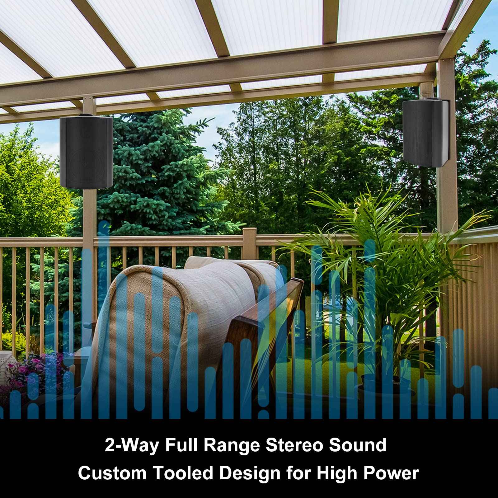 Herdio 4" Outdoor Speakers 400 Watts Waterproof Audio for Outdoor Use