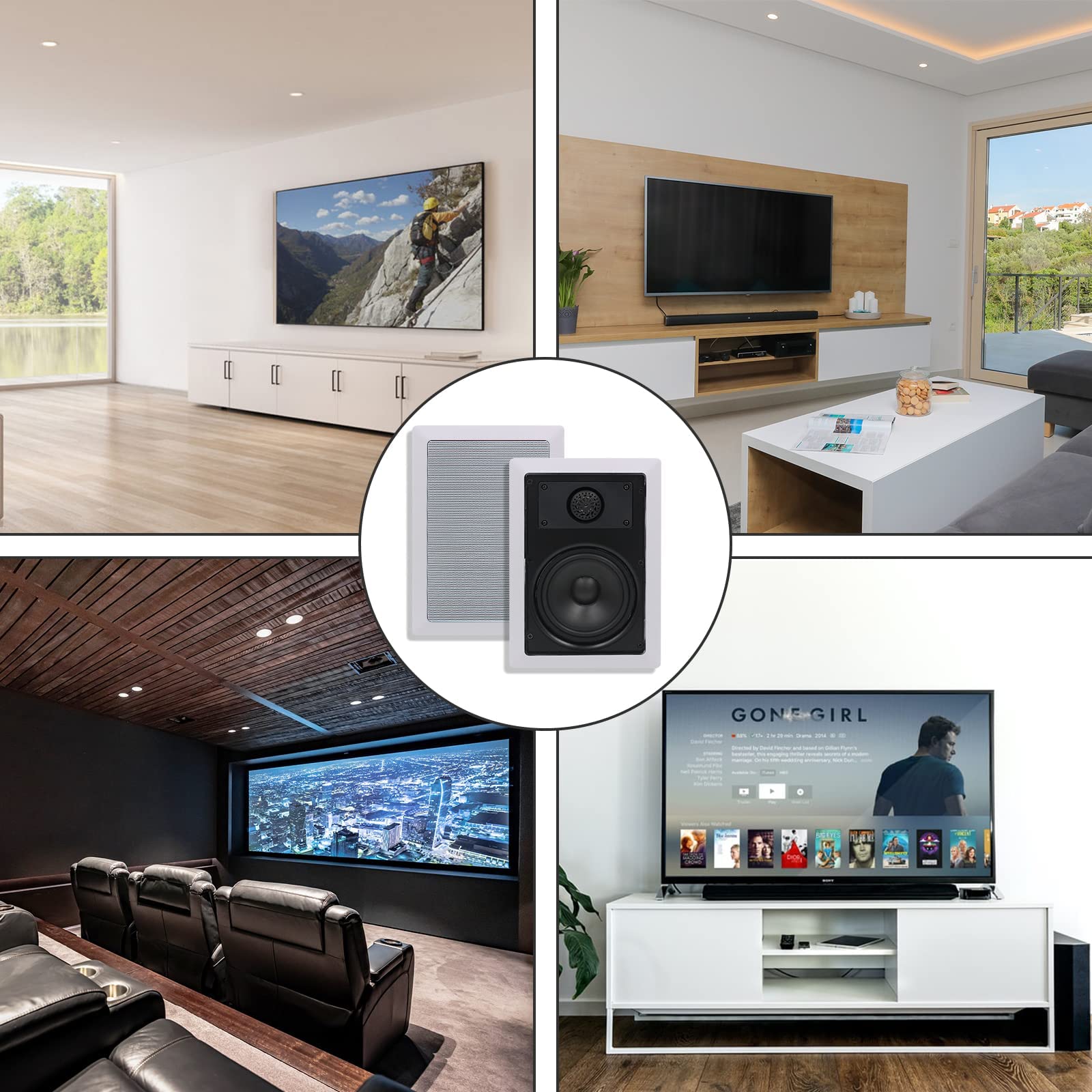 Herdio 5.25" Bluetooth In-Wall Speakers 200W | 2-Way Wireless Flush Mount Home Audio