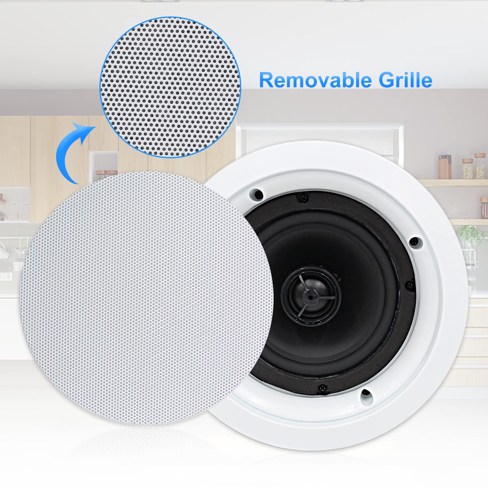 Herdio 5.25" In-Ceiling Bluetooth Speakers 300 Watts 2-Way for Home Audio