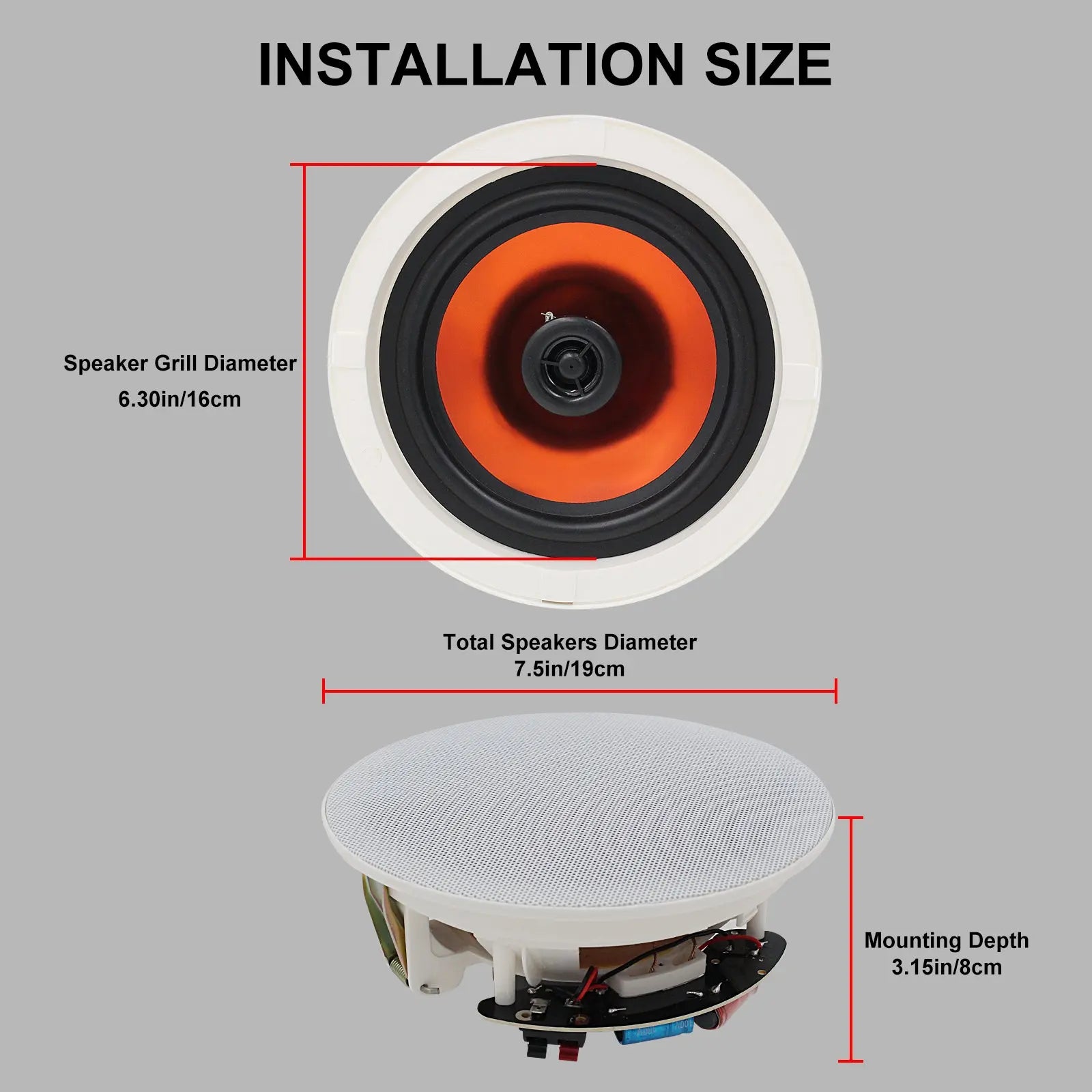 Herdio 6.5" In-Ceiling Bluetooth Speakers 300 Watts for Home Audio